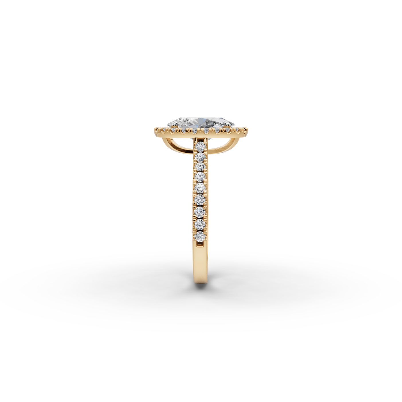 Pristine Light Oval Lab-Grown Diamond Halo Ring in yellow gold