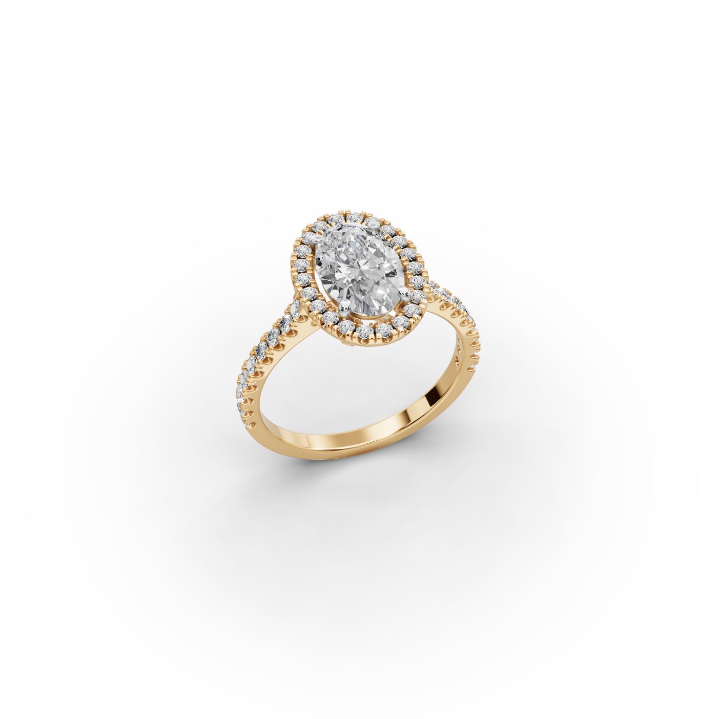 Pristine Light Oval Lab-Grown Diamond Halo Ring in yellow gold