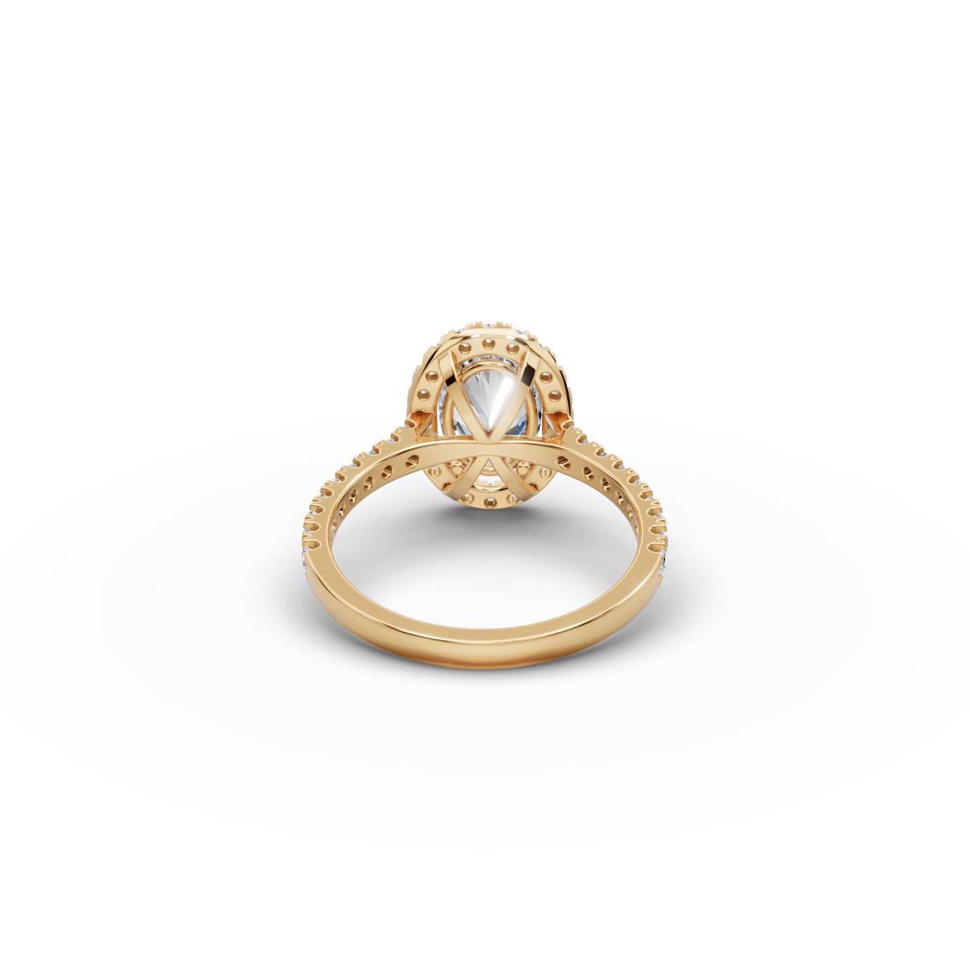 Pristine Light Oval Lab-Grown Diamond Halo Ring in yellow gold