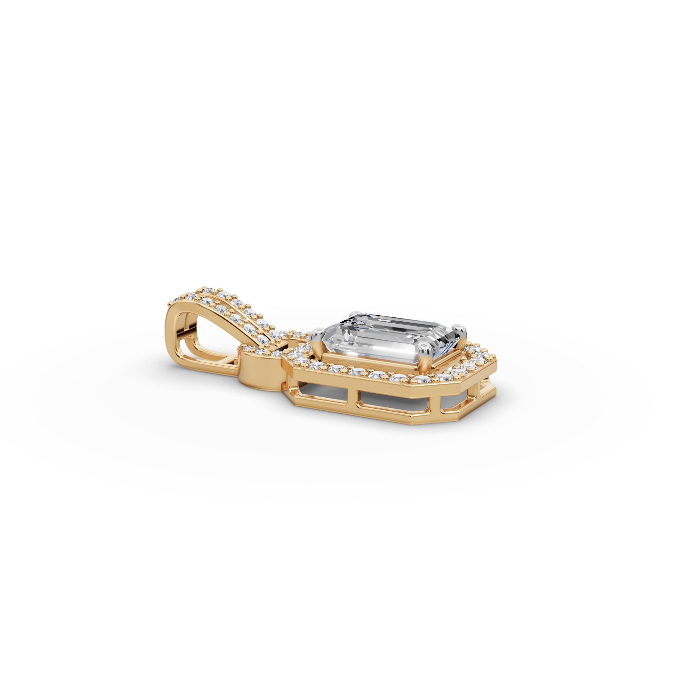 Celestial Promise Emerald Lab-Grown Diamond Halo Pendant in yellow gold