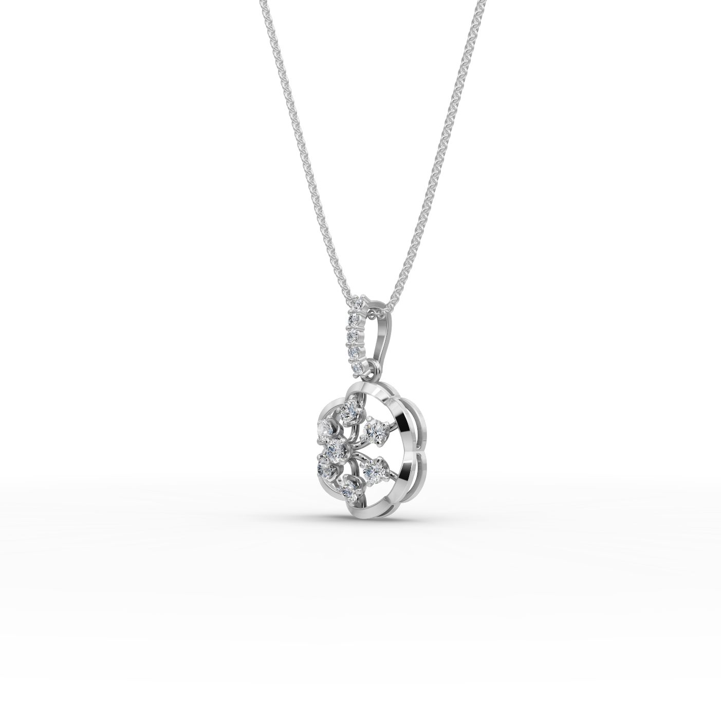 Timeless Ember Flower Lab-Grown Diamond Silver Pendant in silver