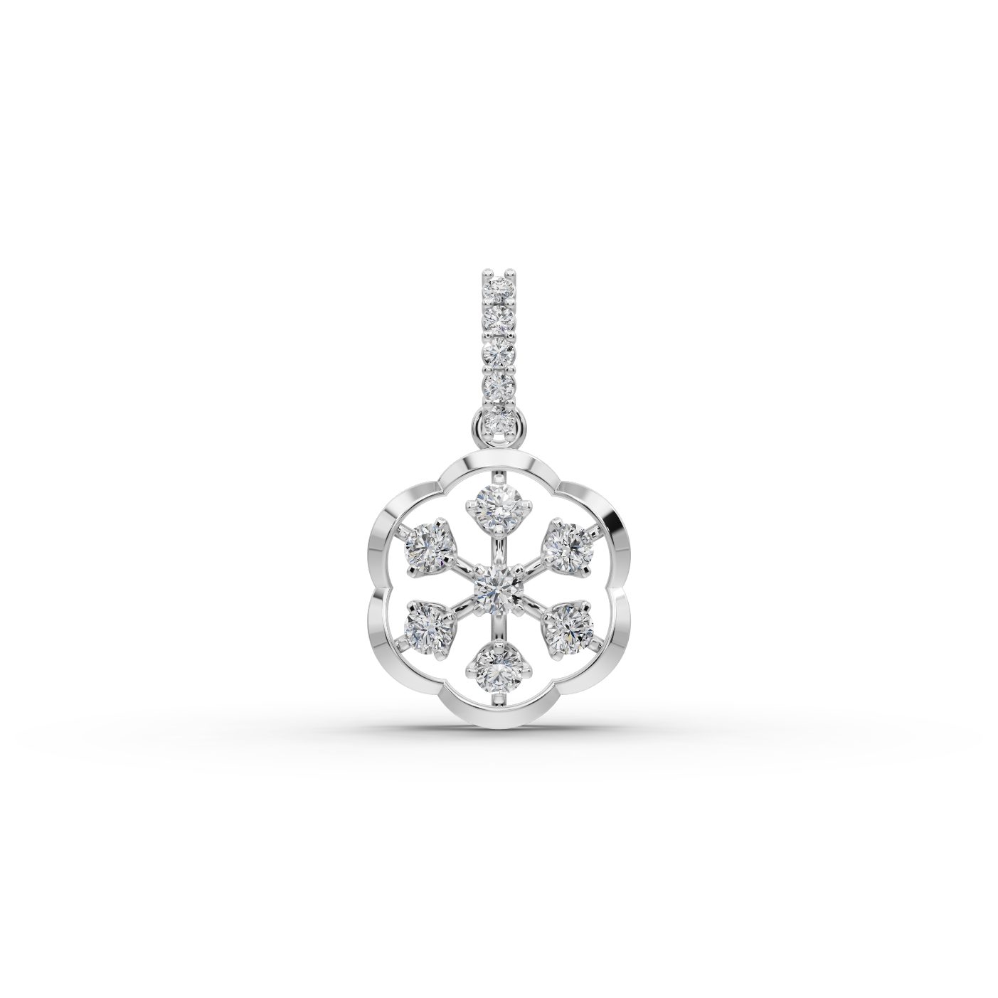 Timeless Ember Flower Lab-Grown Diamond Silver Pendant in silver, set with lab-grown diamonds