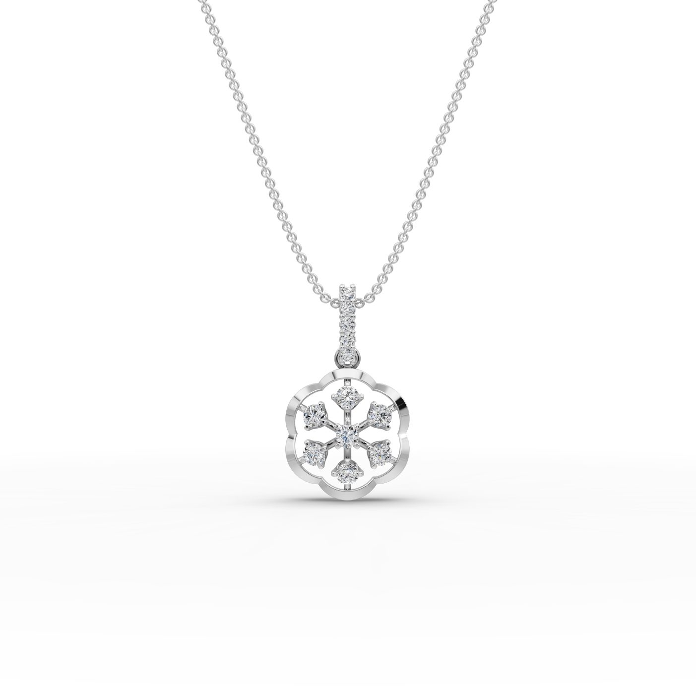 Timeless Ember Flower Lab-Grown Diamond Silver Pendant in silver