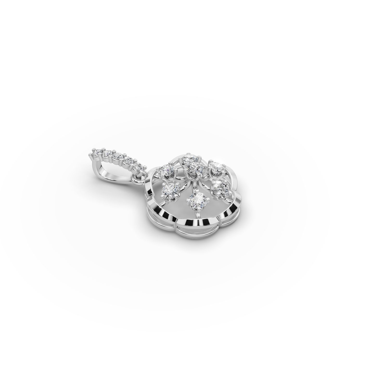 Timeless Ember Flower Lab-Grown Diamond Silver Pendant in silver