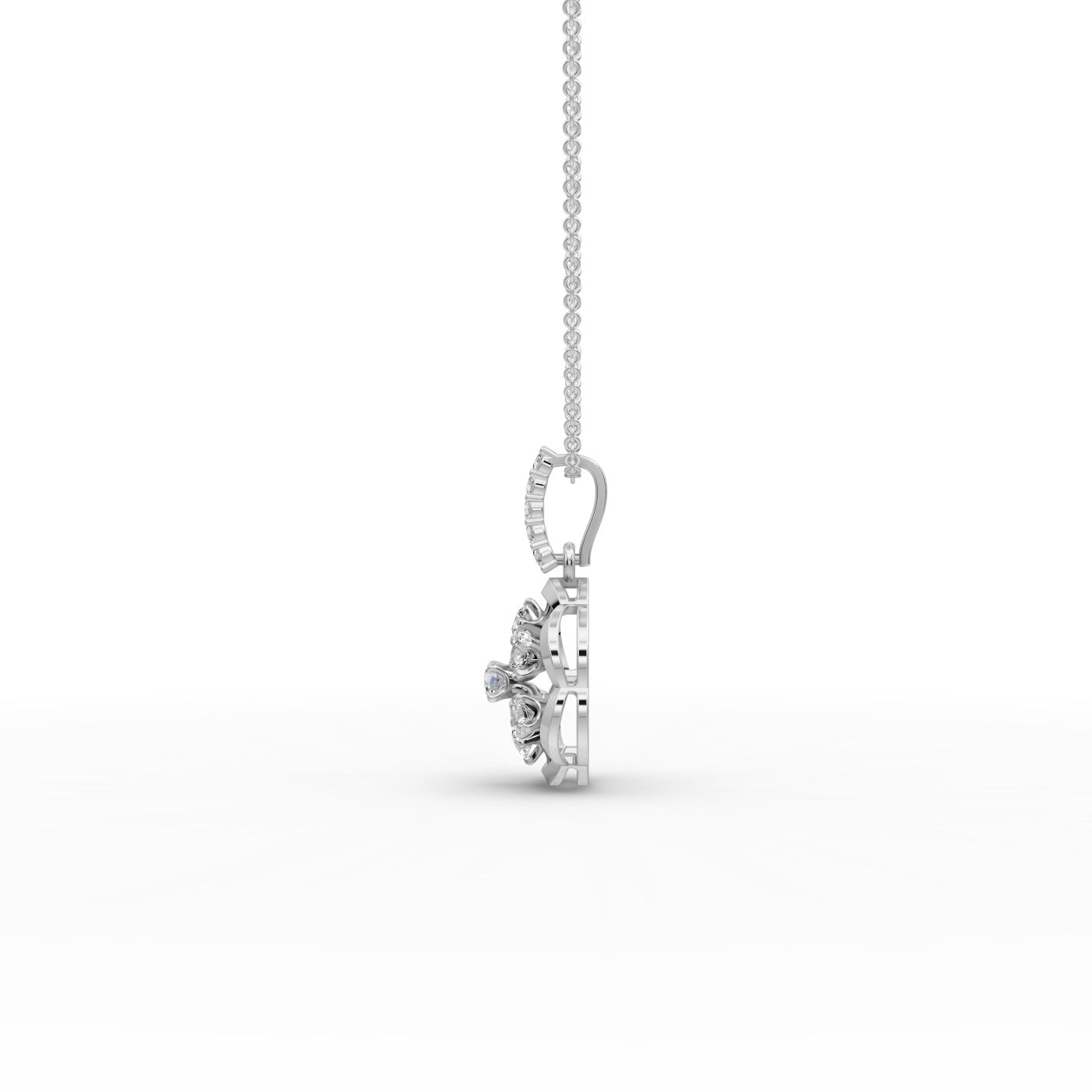 Timeless Ember Flower Lab-Grown Diamond Silver Pendant in silver