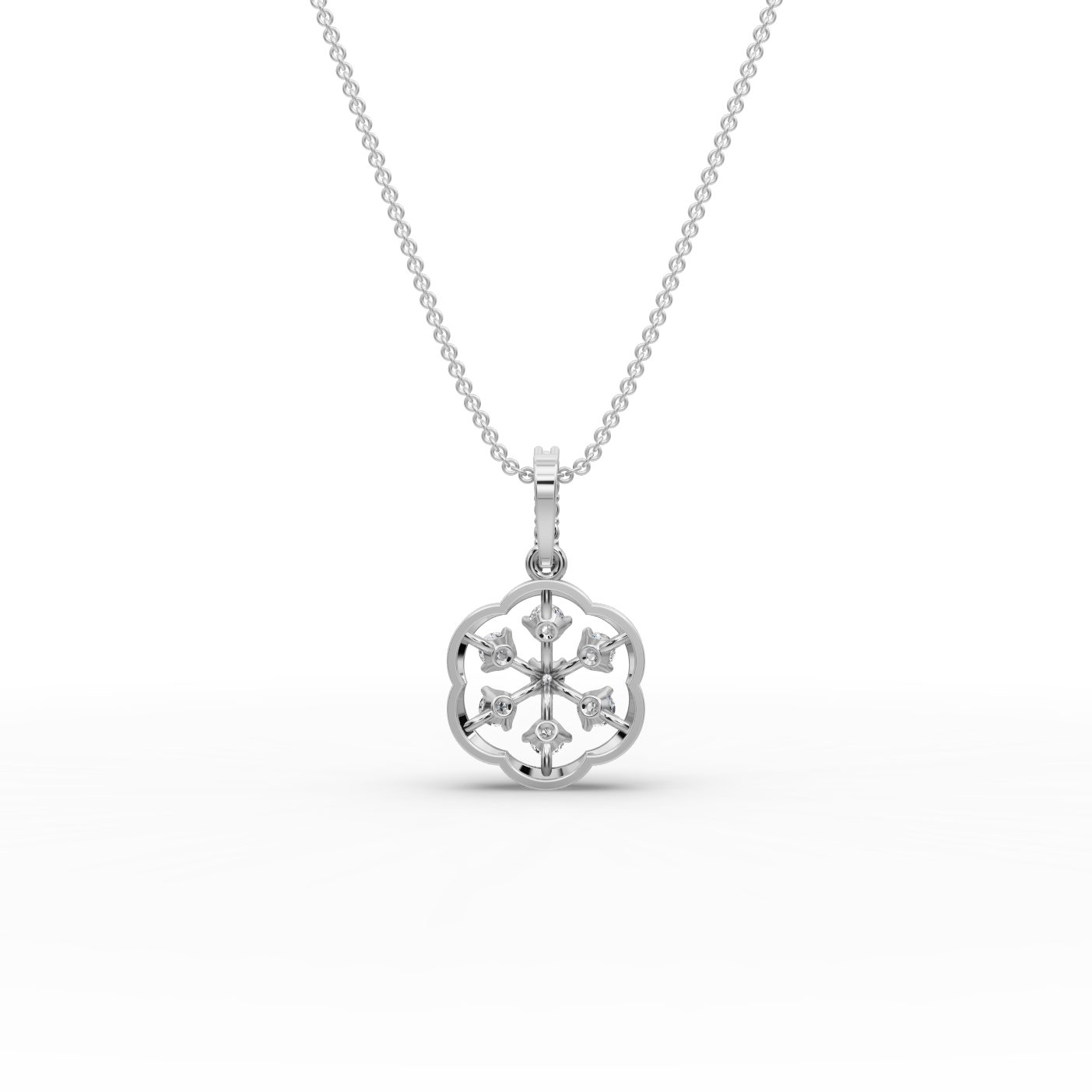 Timeless Ember Flower Lab-Grown Diamond Silver Pendant in silver