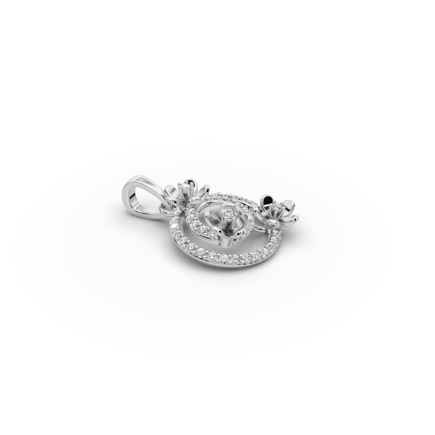 Graceful Ember Double Circle Lab-Grown Diamond Silver Pendant in silver