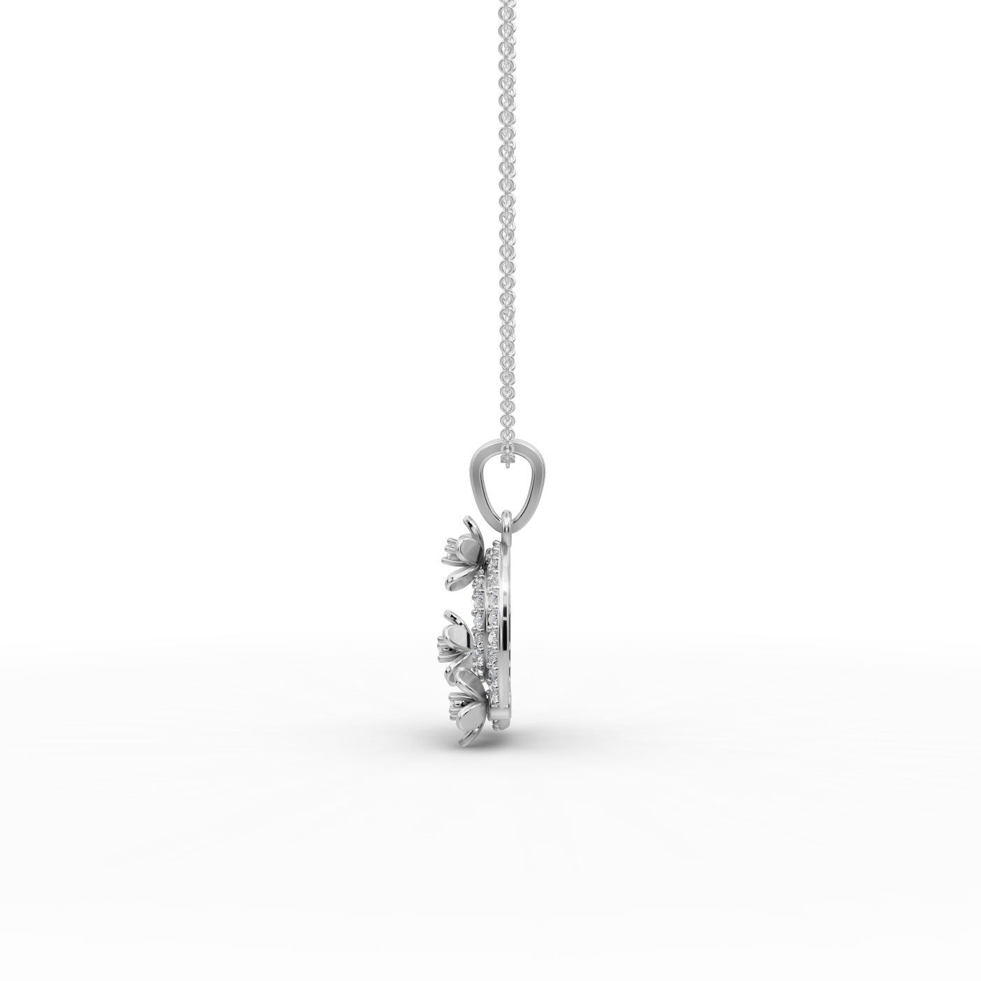 Graceful Ember Double Circle Lab-Grown Diamond Silver Pendant in silver