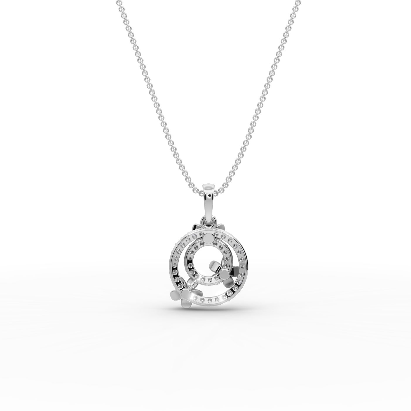 Graceful Ember Double Circle Lab-Grown Diamond Silver Pendant in silver
