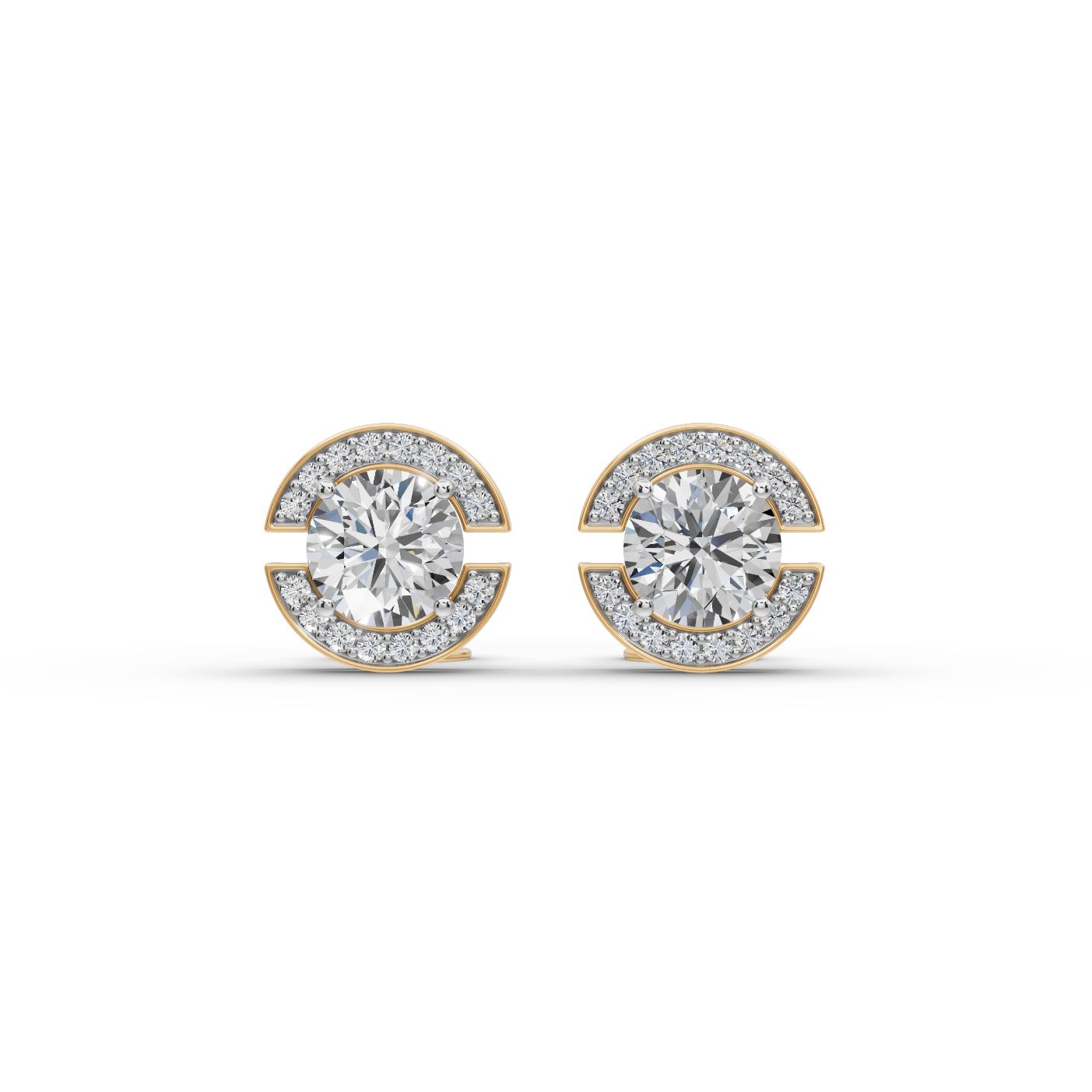 Everlasting Sparkle Round Lab-Grown Diamond Studs Earring in yellow gold, set with lab-grown diamonds