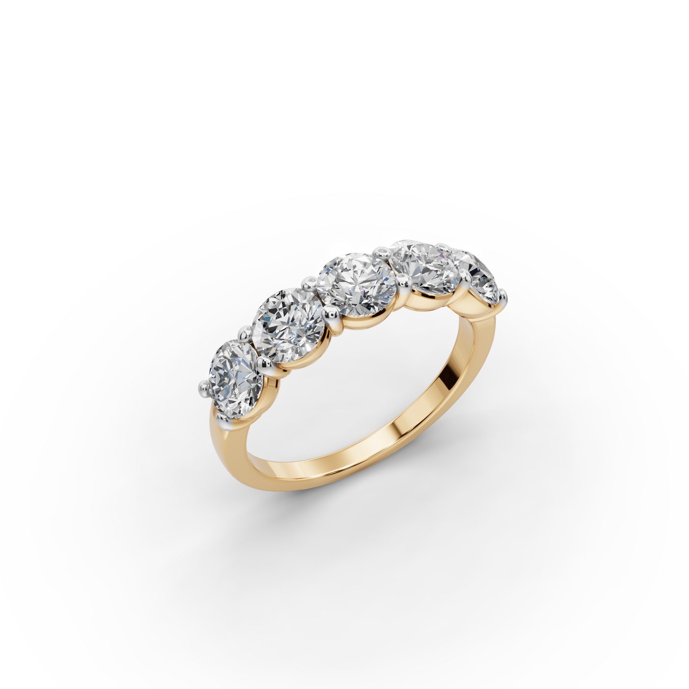 Majestic Ember Round Lab-Grown Diamond Five Stone Ring in yellow gold