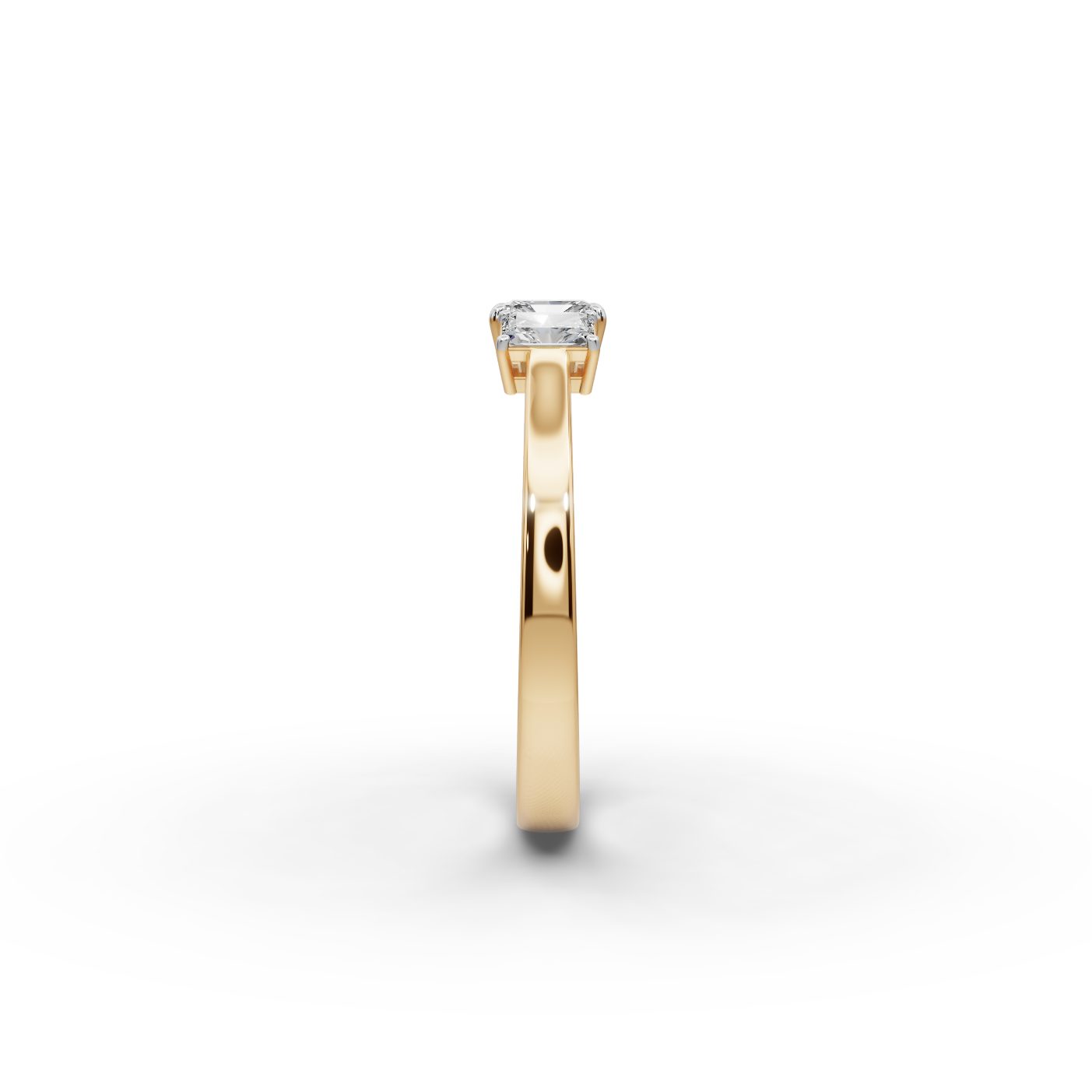 Regal Light Radiant Lab-Grown Diamond Three Stone Ring in yellow gold