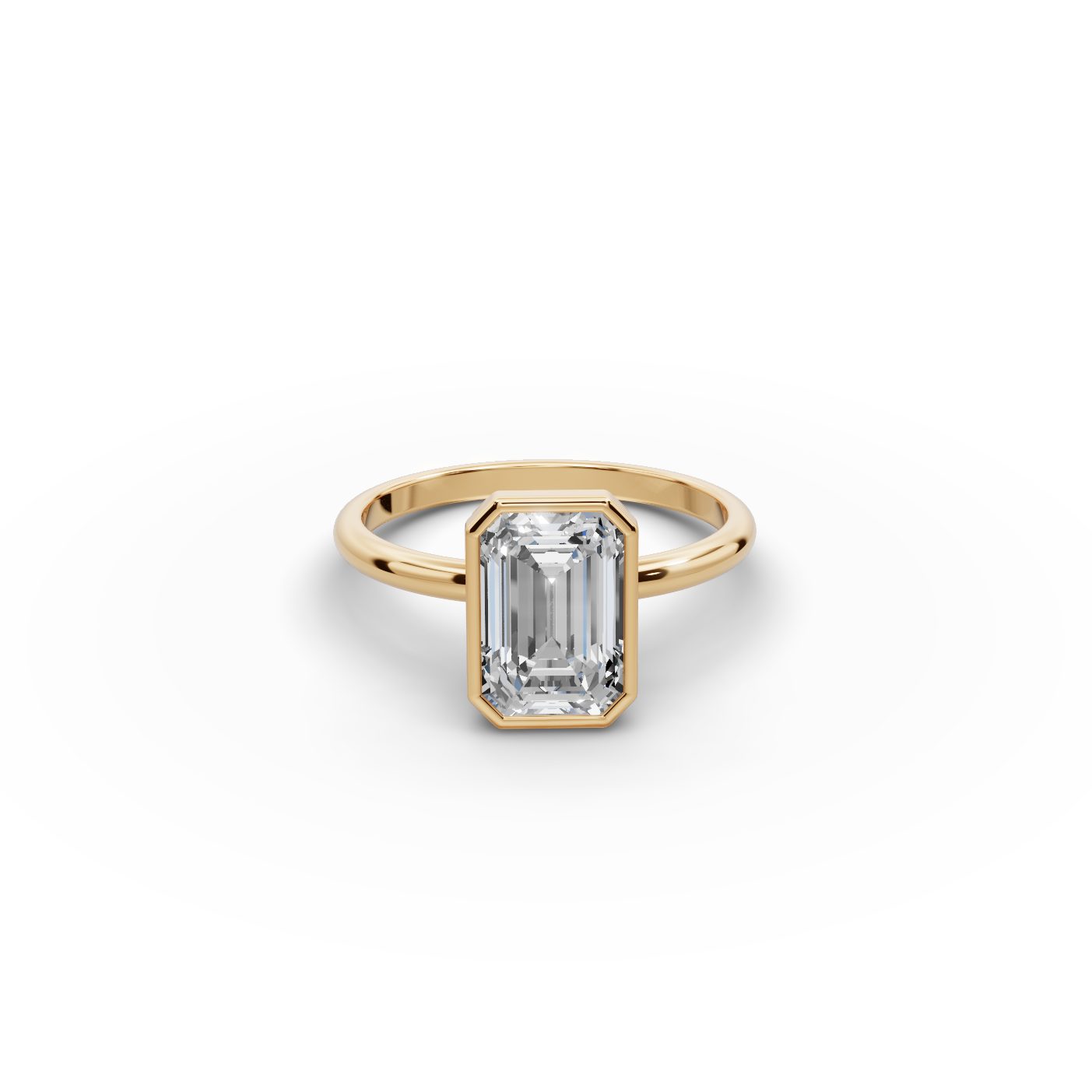 Radiant Grace Emerald Lab-Grown Diamond Solitaire Ring in yellow gold, set with lab-grown diamonds