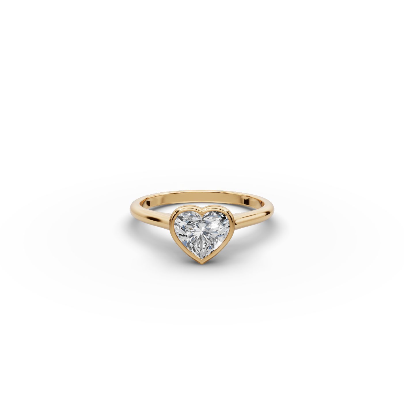 Midnight Sparkle Heart Lab-Grown Diamond Solitaire Ring in yellow gold, set with lab-grown diamonds