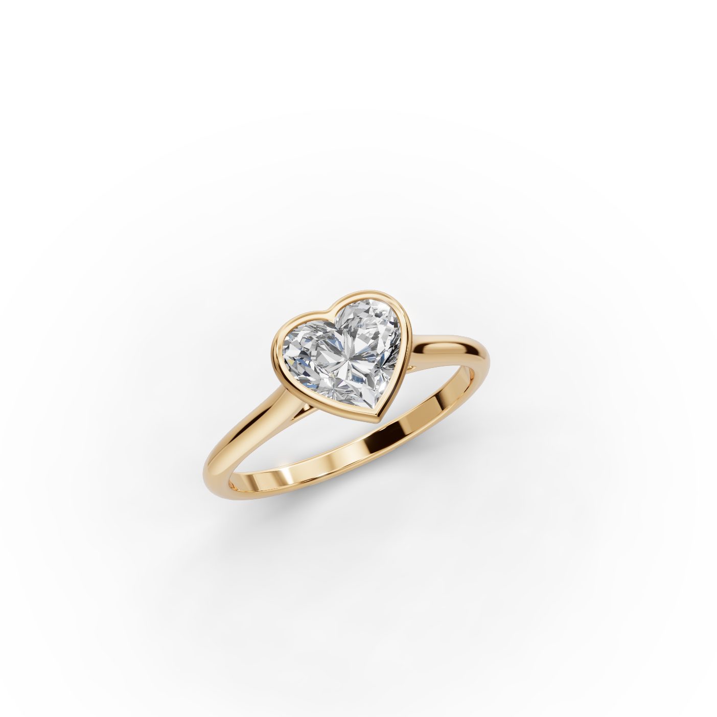 Midnight Sparkle Heart Lab-Grown Diamond Solitaire Ring in yellow gold
