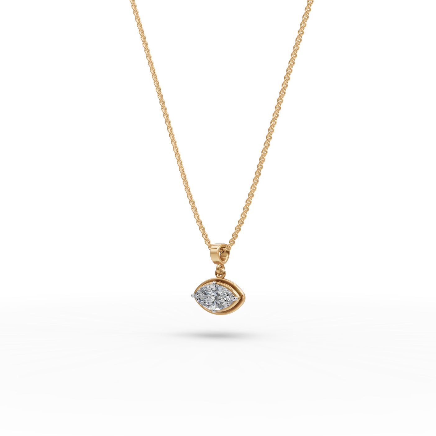 Regal Grace Marquise Lab-Grown Diamond Solitaire Pendant in yellow gold