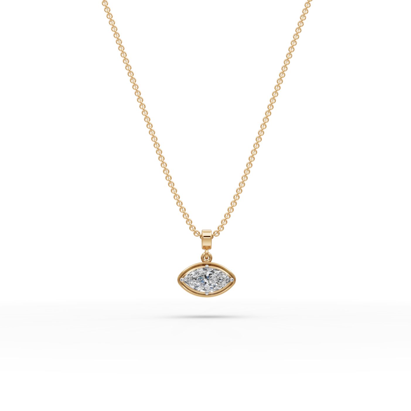 Regal Grace Marquise Lab-Grown Diamond Solitaire Pendant in yellow gold