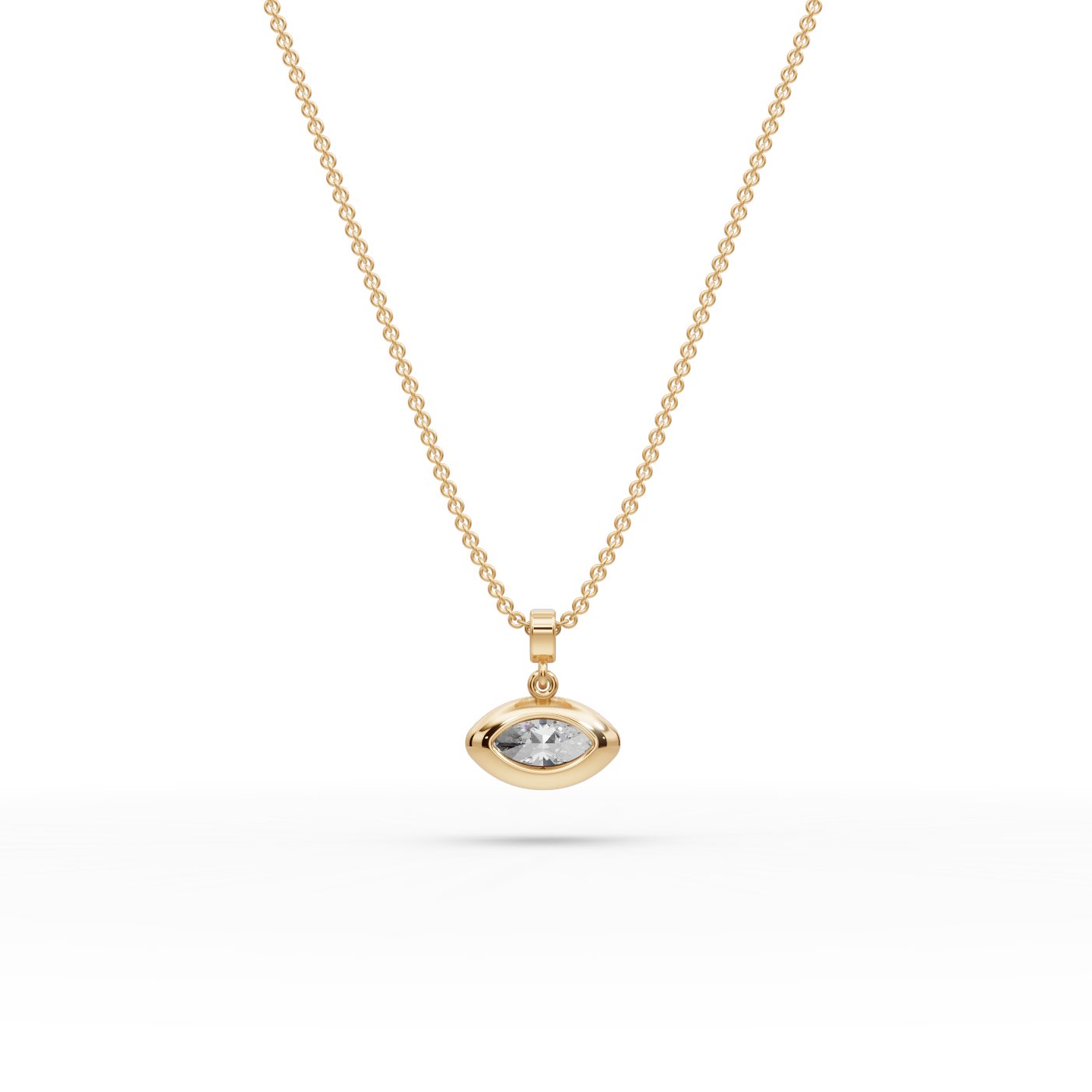 Regal Grace Marquise Lab-Grown Diamond Solitaire Pendant in yellow gold