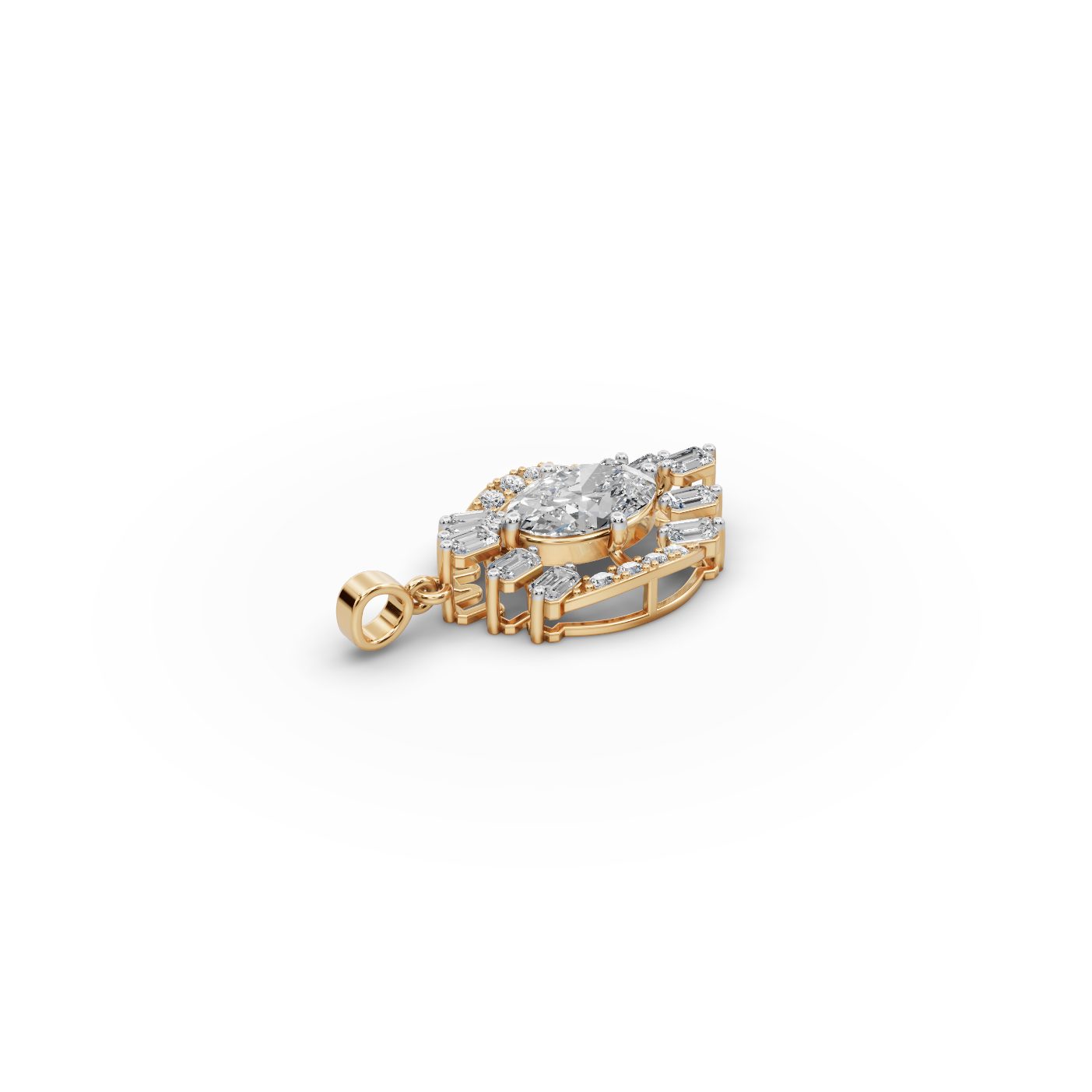 Pristine Glow Oval Lab-Grown Diamond Halo Pendant in yellow gold