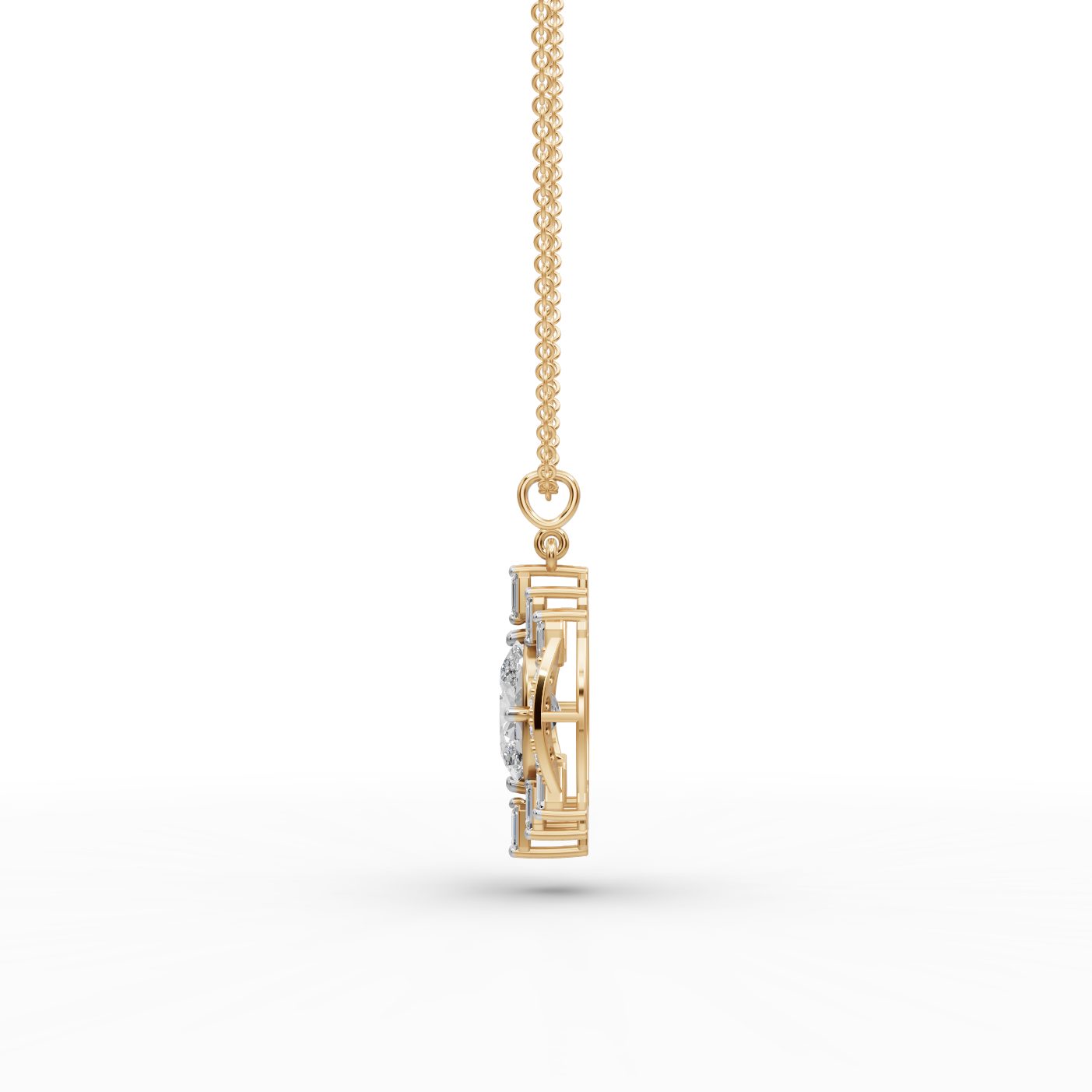 Pristine Glow Oval Lab-Grown Diamond Halo Pendant in yellow gold