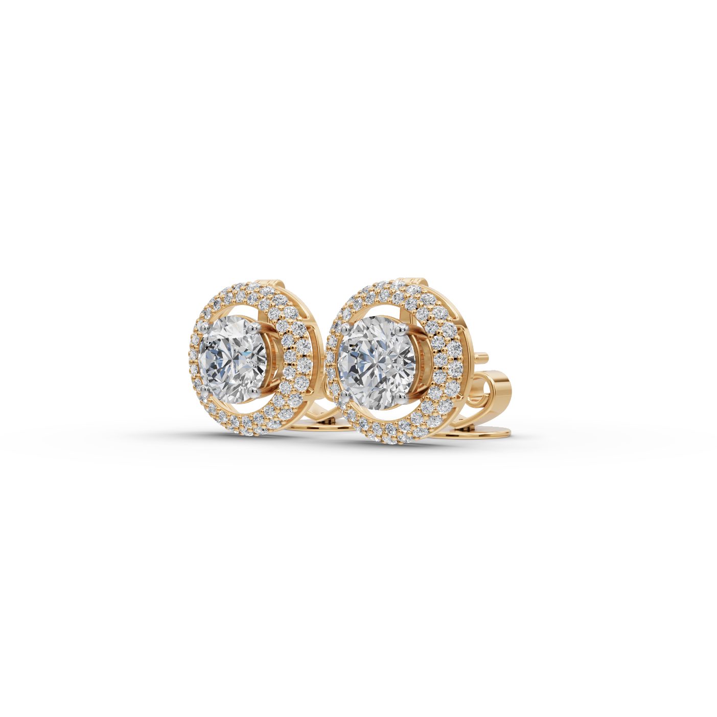 Celestial Sparkle Round Lab-Grown Diamond Studs Earring in yellow gold