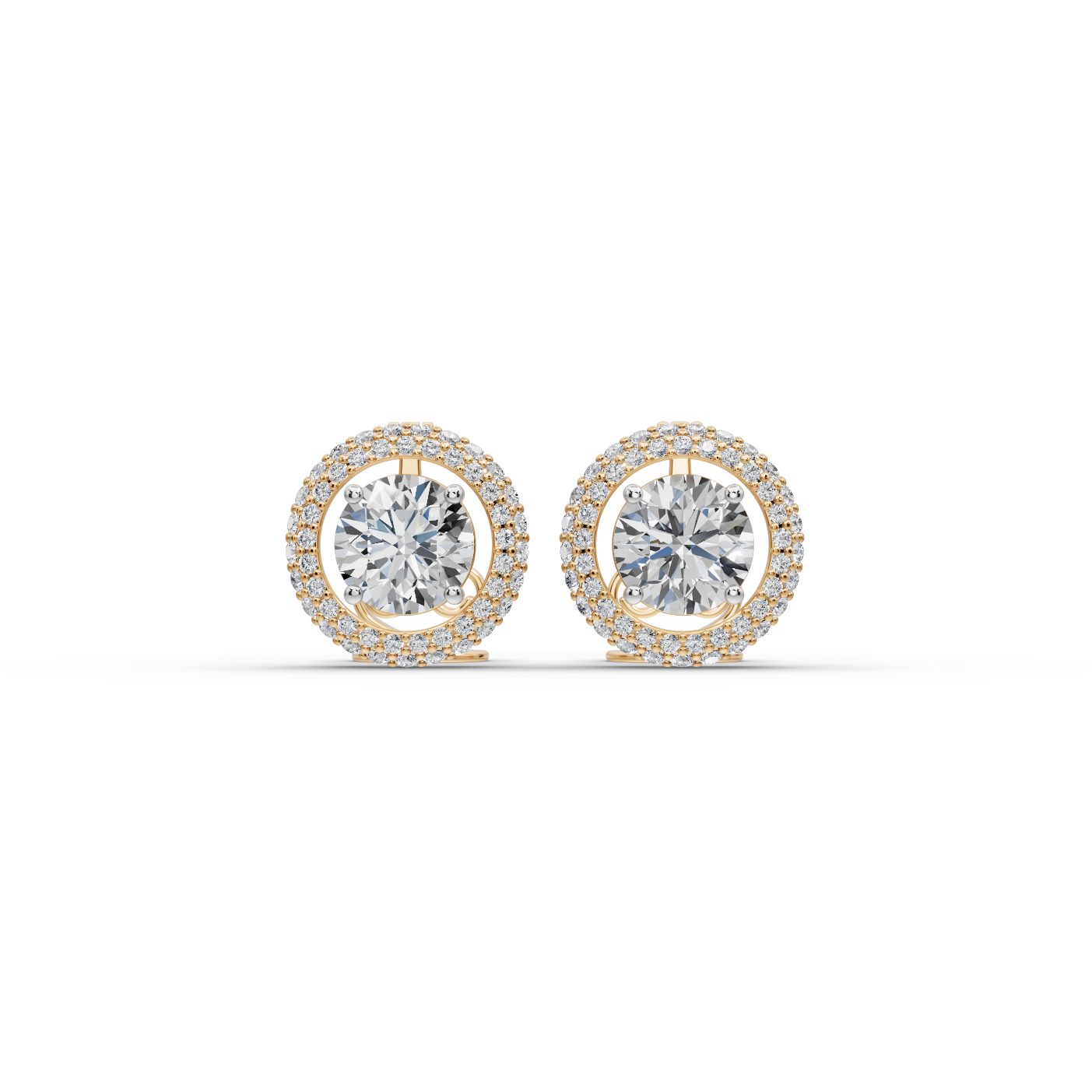 Celestial Sparkle Round Lab-Grown Diamond Studs Earring in yellow gold, set with lab-grown diamonds