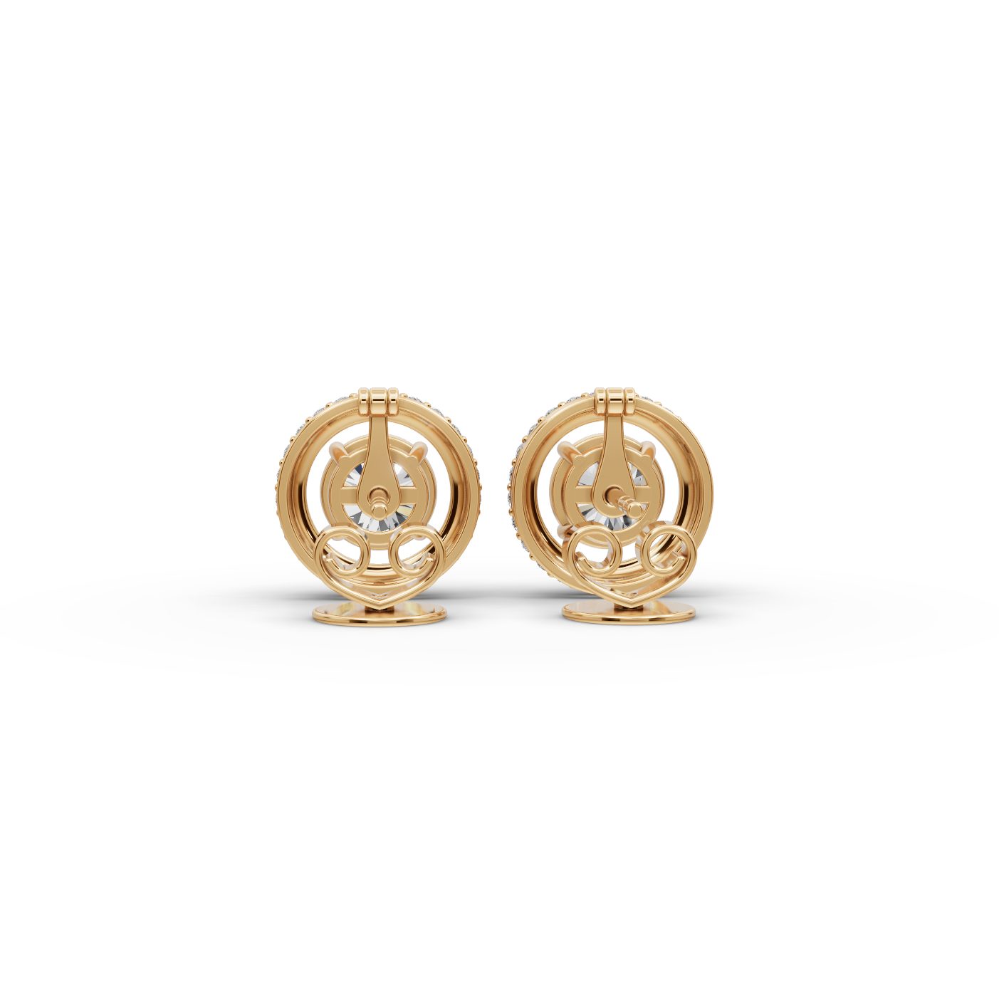 Celestial Sparkle Round Lab-Grown Diamond Studs Earring in yellow gold