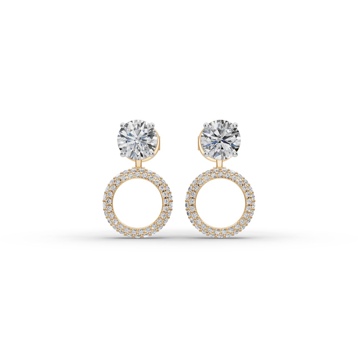 Celestial Sparkle Round Lab-Grown Diamond Studs Earring in yellow gold