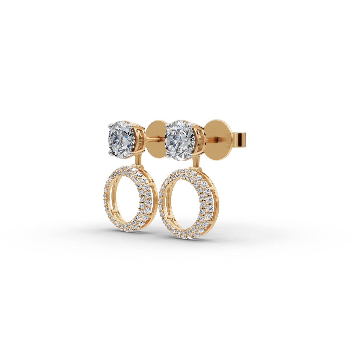 Celestial Sparkle Round Lab-Grown Diamond Studs Earring in yellow gold