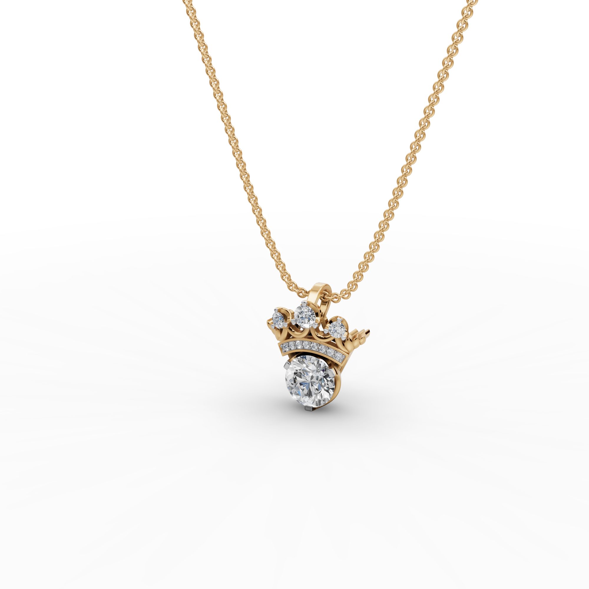 Everlasting Dew Crown Lab-Grown Diamond Pendant in yellow gold