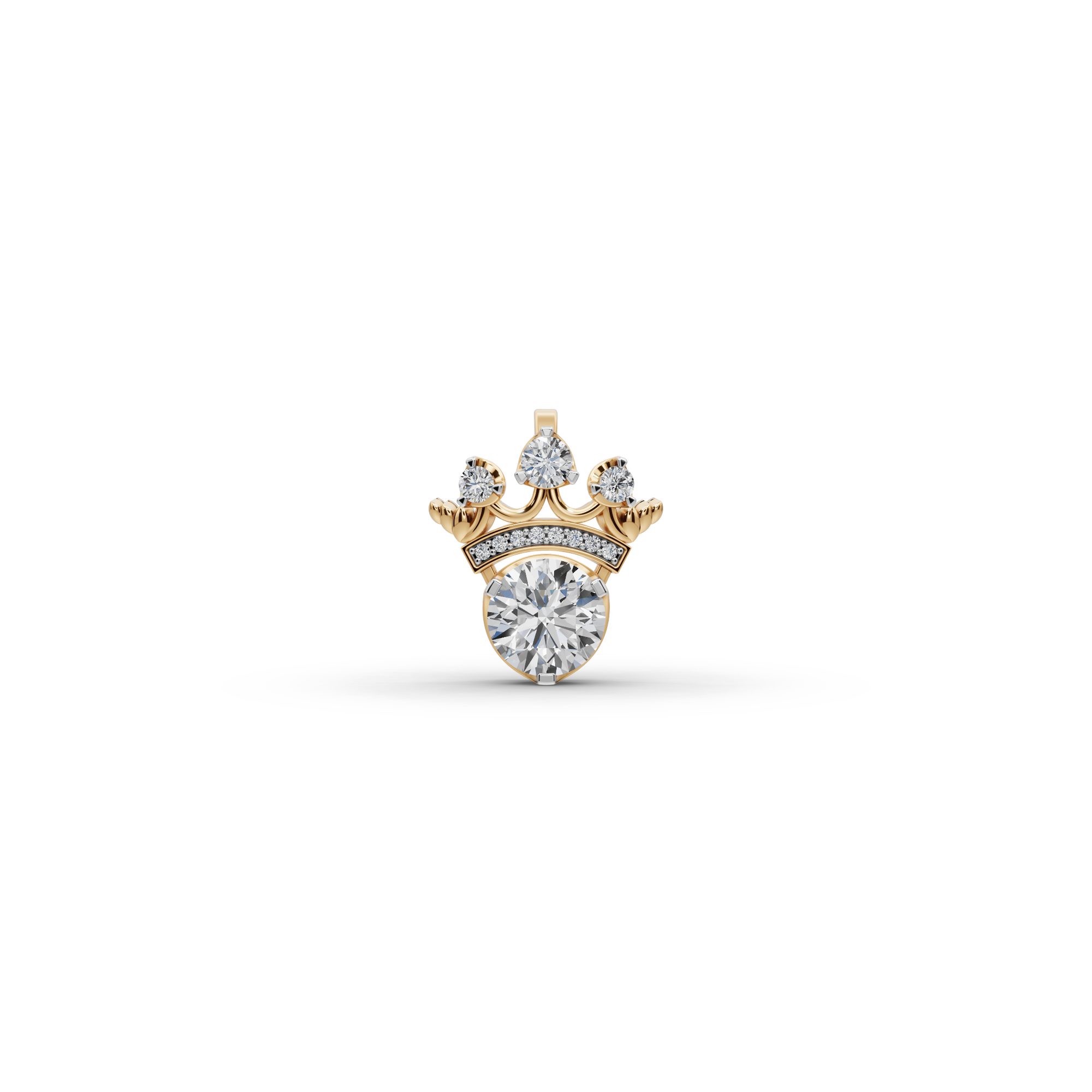 Everlasting Dew Crown Lab-Grown Diamond Pendant in yellow gold, set with lab-grown diamonds