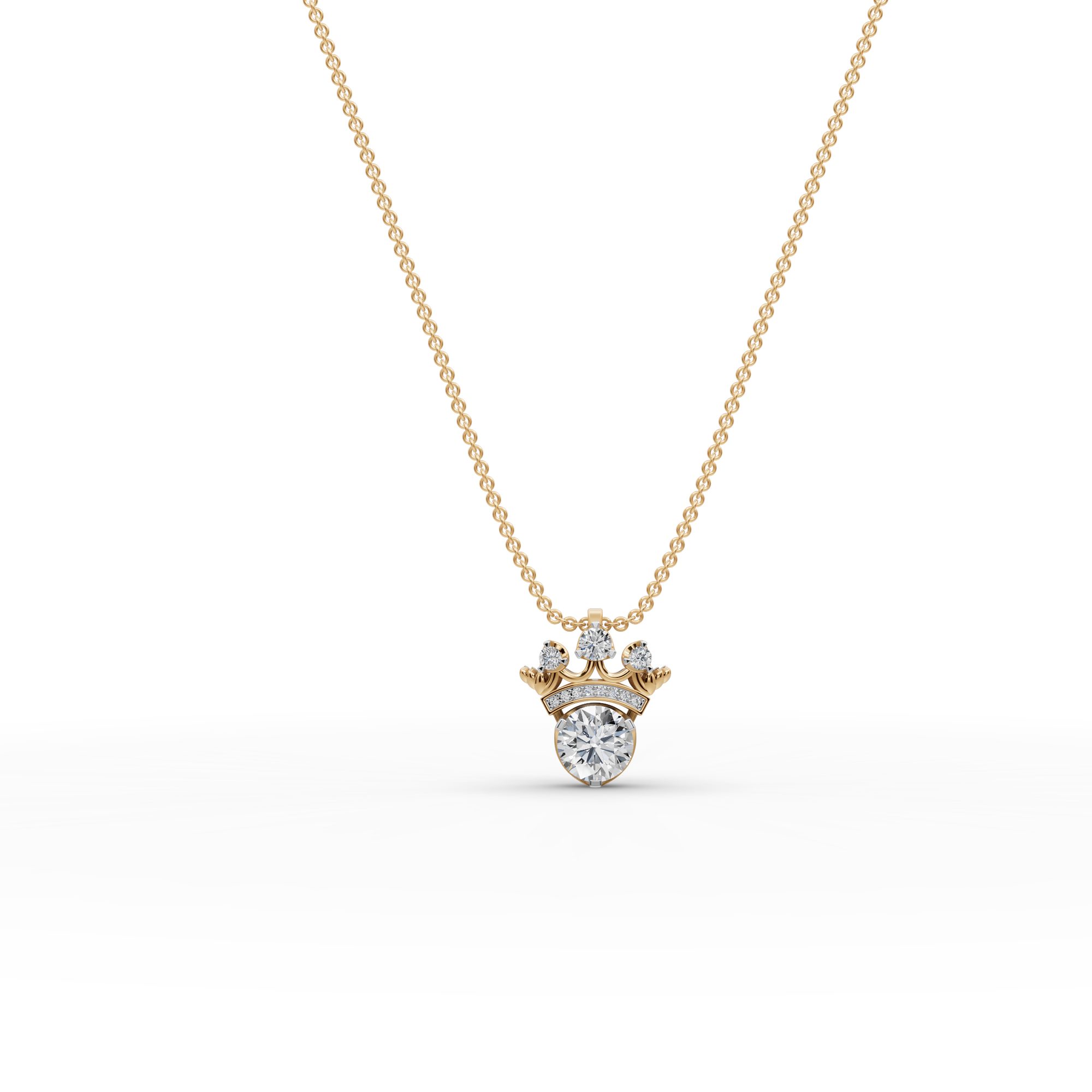 Everlasting Dew Crown Lab-Grown Diamond Pendant in yellow gold