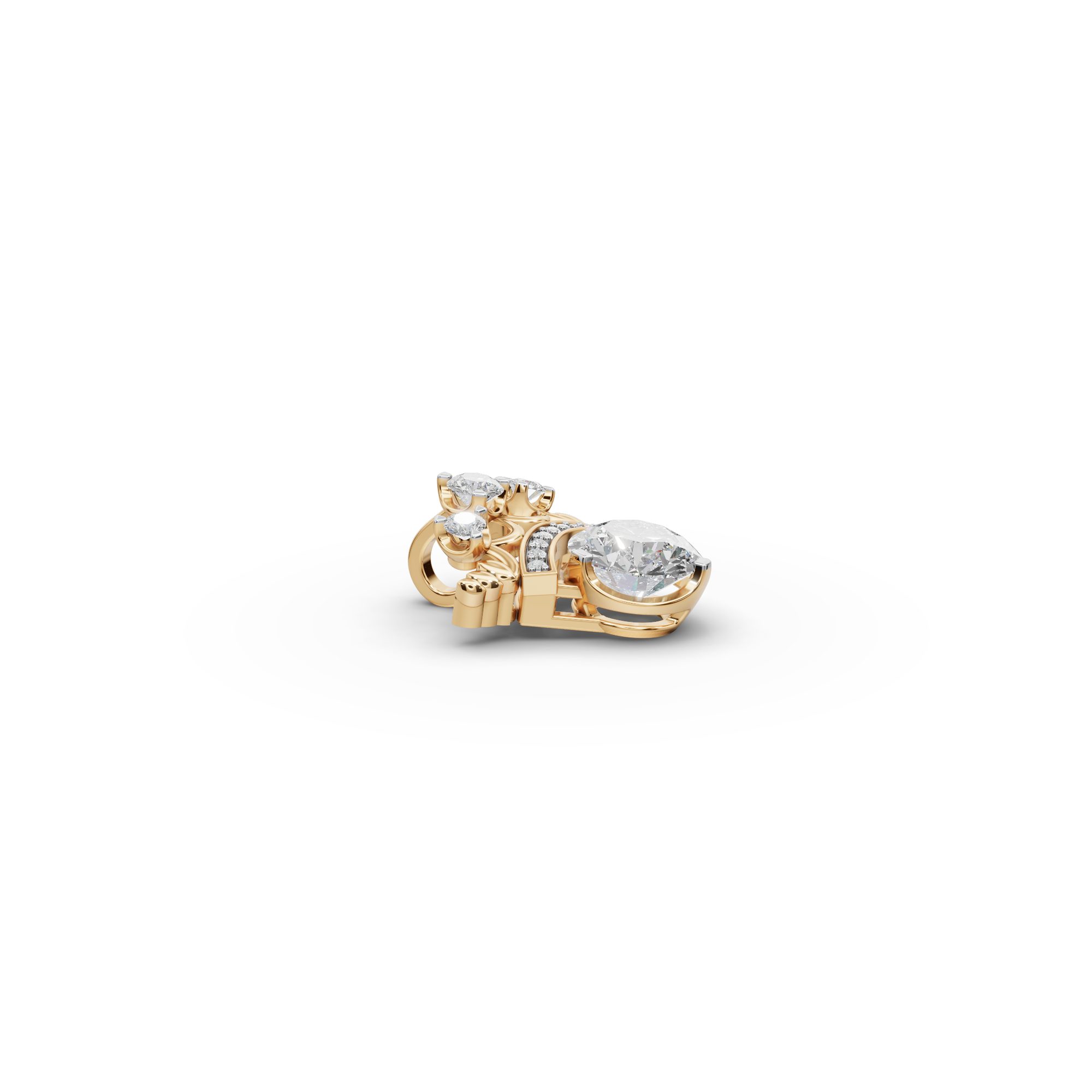 Everlasting Dew Crown Lab-Grown Diamond Pendant in yellow gold