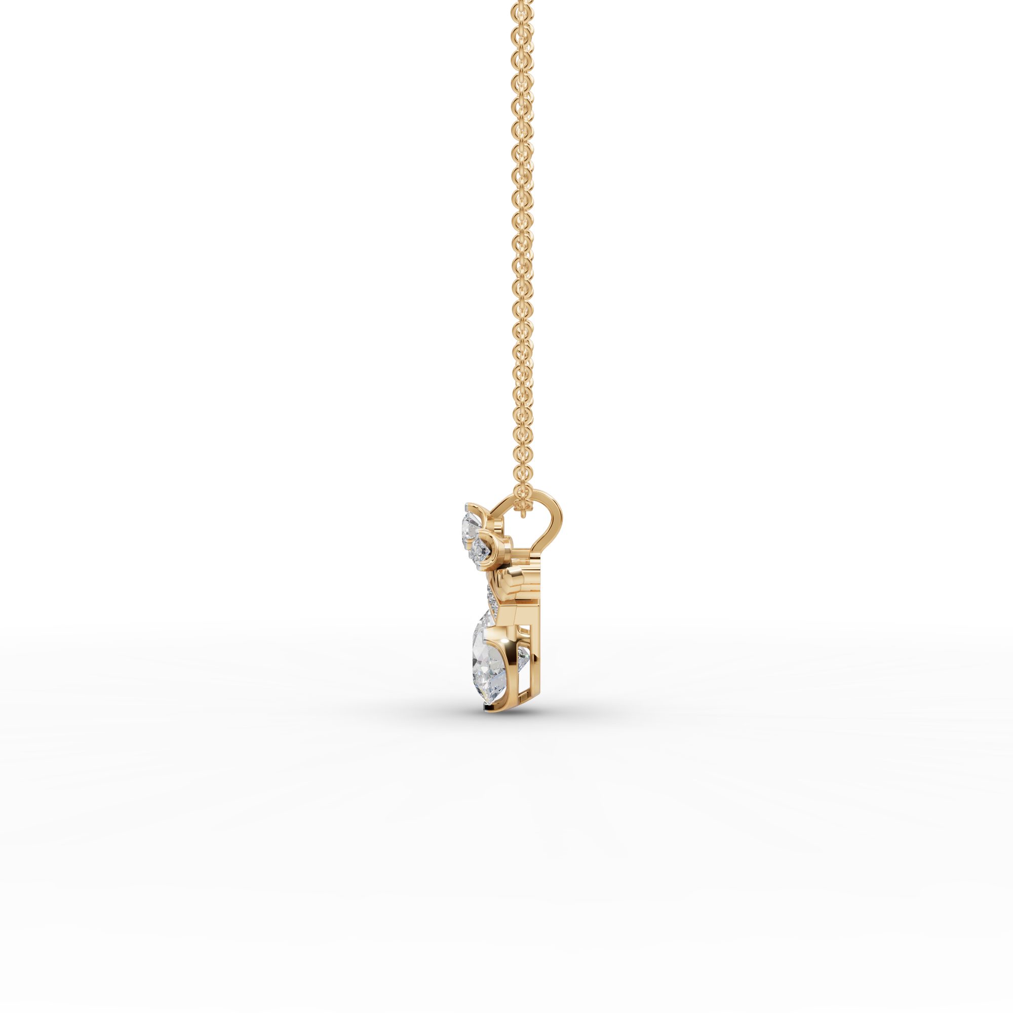 Everlasting Dew Crown Lab-Grown Diamond Pendant in yellow gold