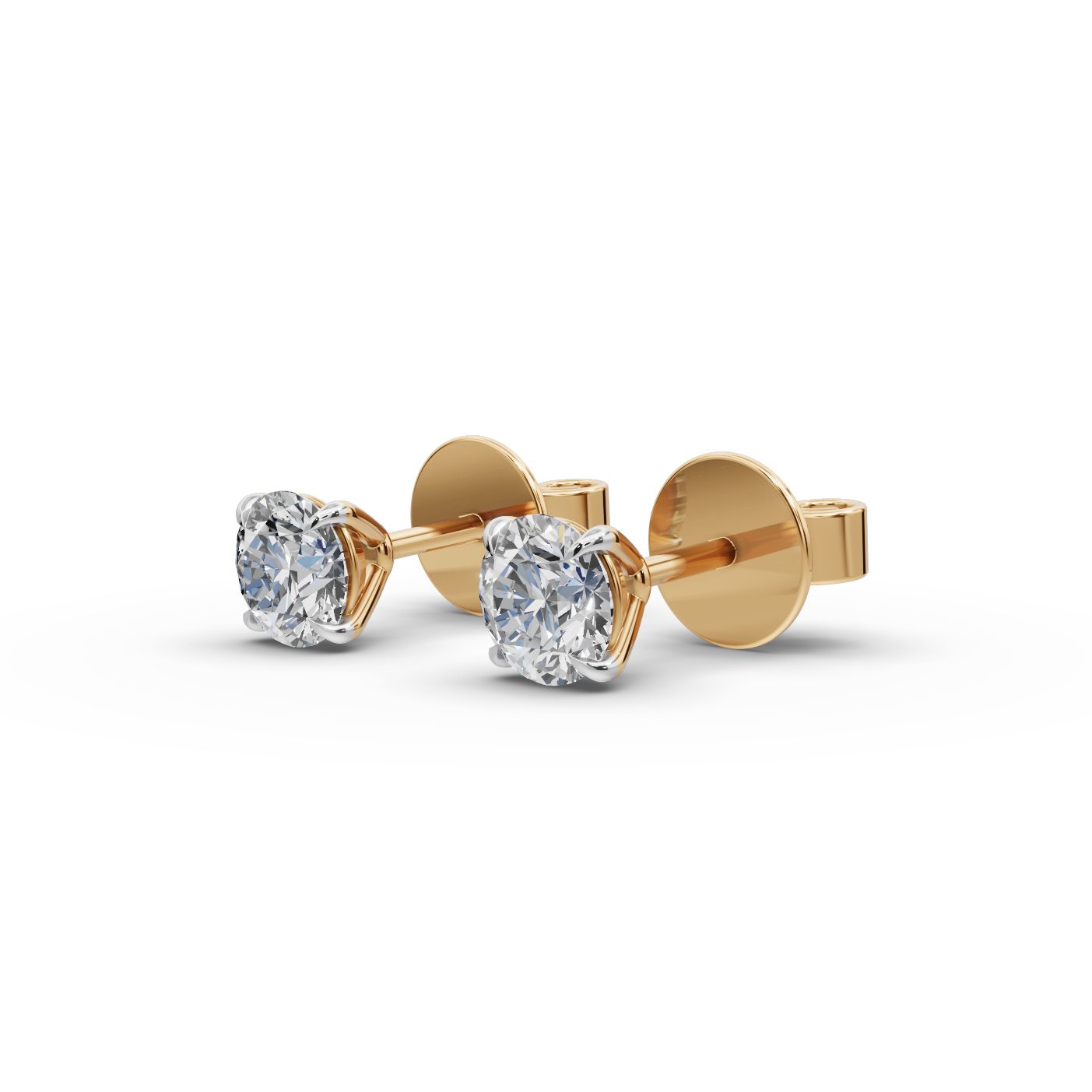 Eternal Dew Round Lab-Grown Diamond Studs Earring in yellow gold, set with lab-grown diamonds