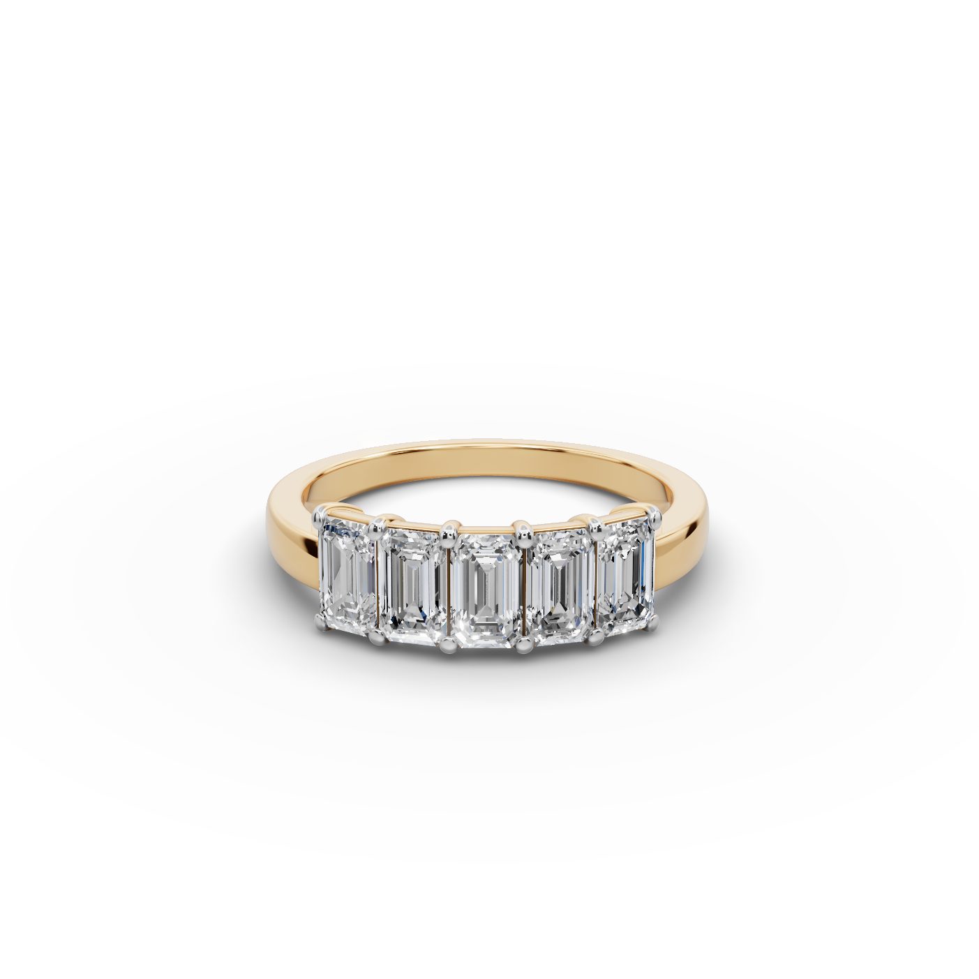 Infinite Light Emerald Lab-Grown Diamond Five Stone Ring in yellow gold, set with lab-grown diamonds