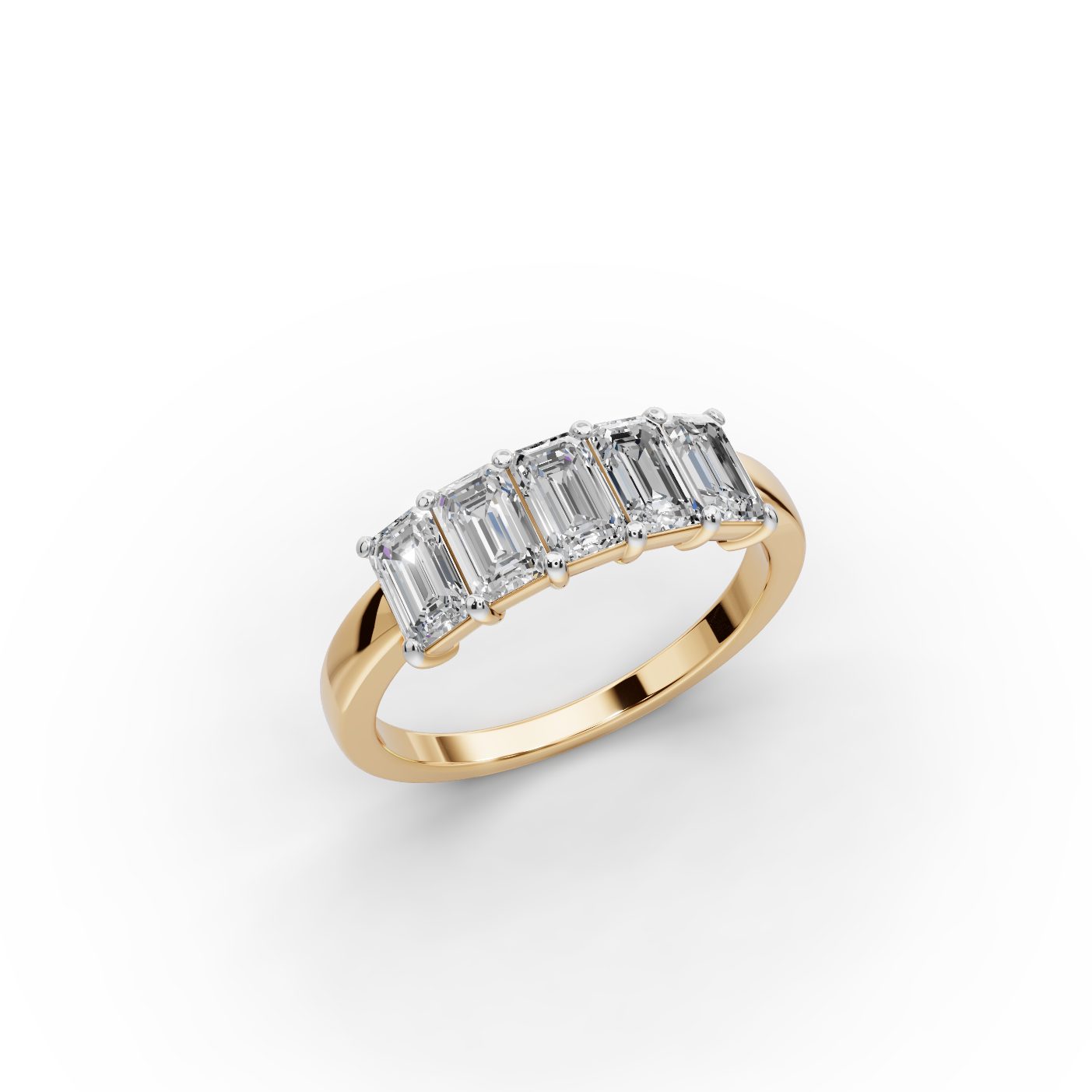 Infinite Light Emerald Lab-Grown Diamond Five Stone Ring in yellow gold