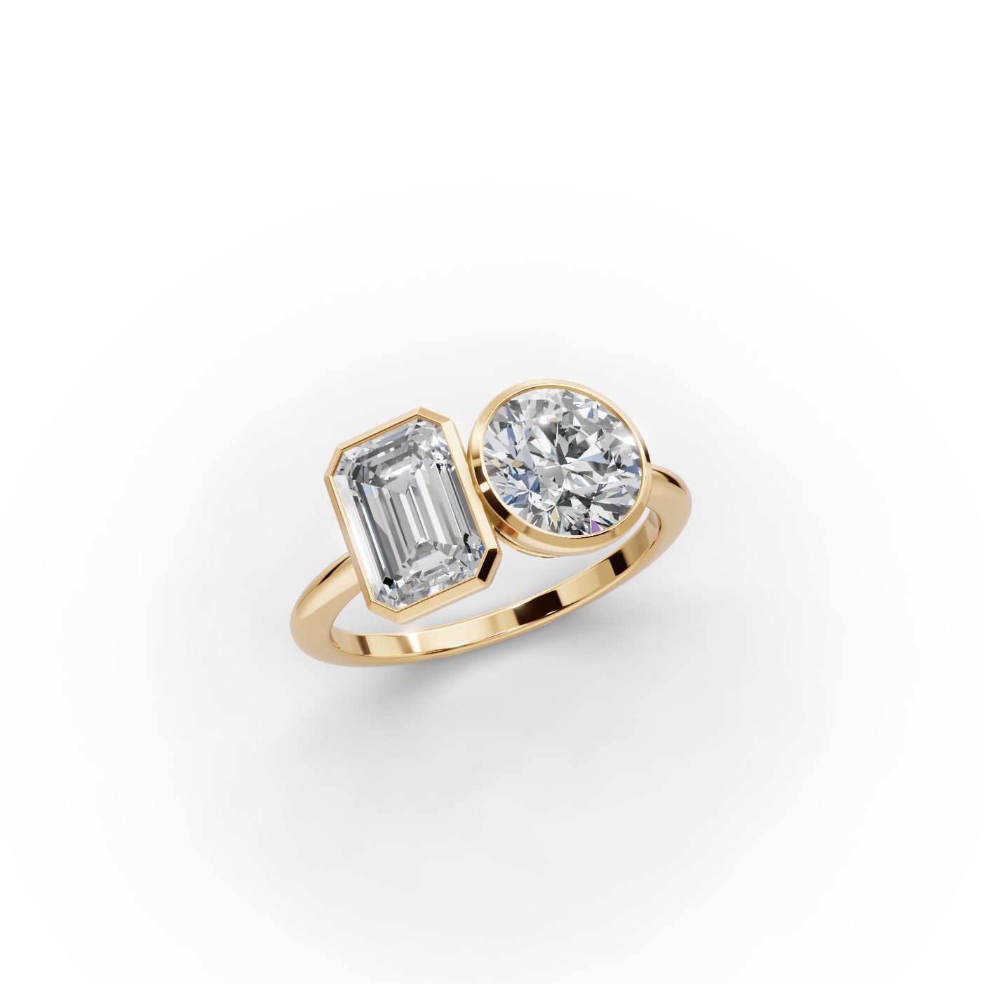 Delicate Promise Round Lab-Grown Diamond Two Stone Toi Et Moi in yellow gold