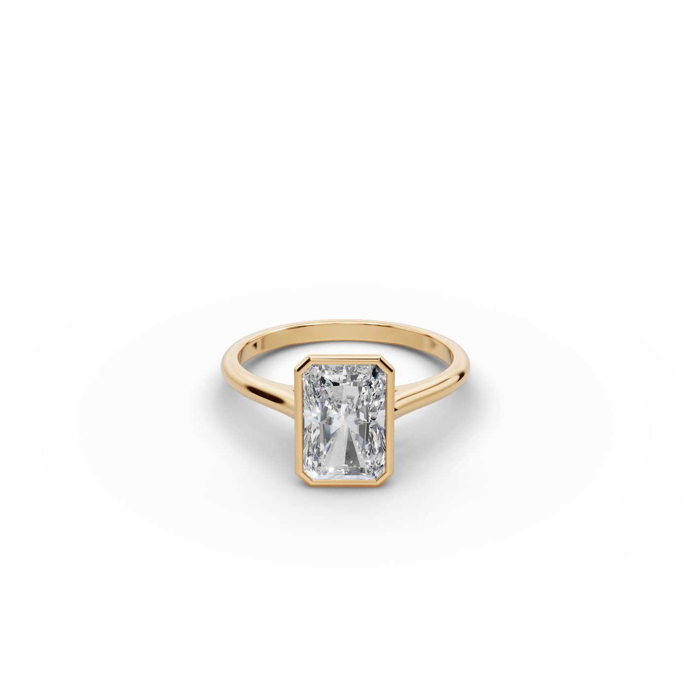 Morning Ember Radiant Lab-Grown Diamond Solitaire Ring in yellow gold, set with lab-grown diamonds