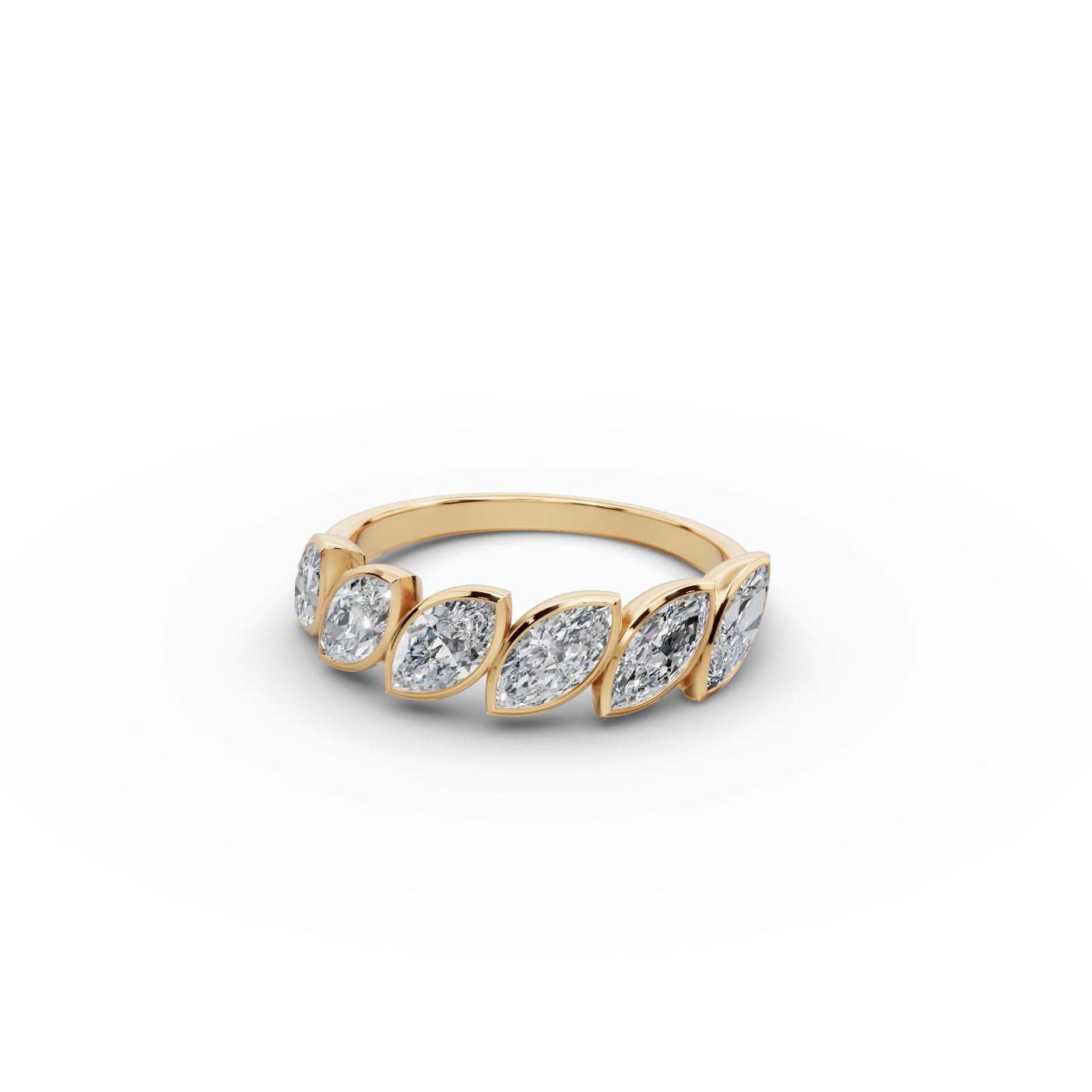 Delicate Reverie Marquise Lab-Grown Diamond Bands Ring in yellow gold, set with lab-grown diamonds