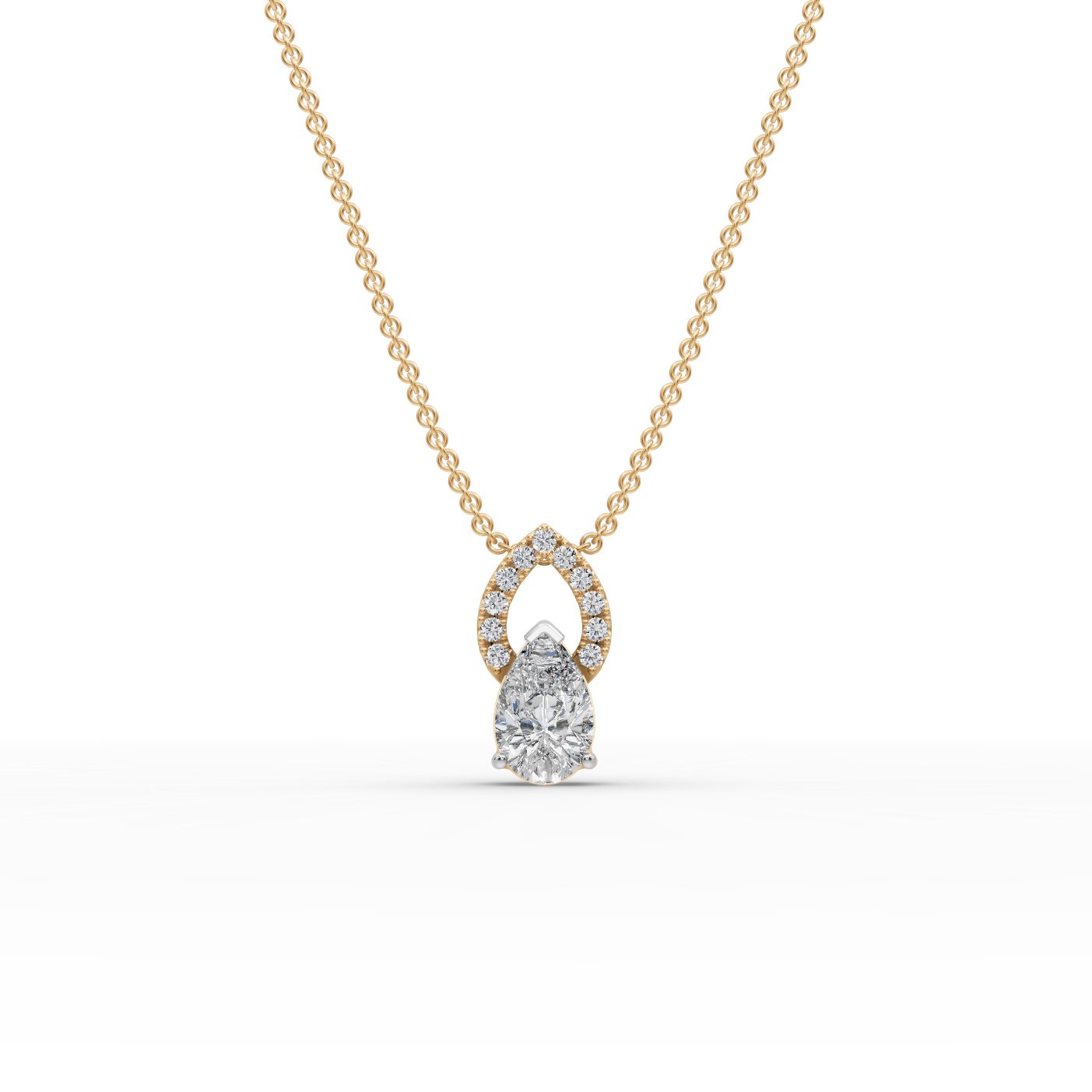Radiant Ember Pear Lab-Grown Diamond Solitaire Pendant in yellow gold