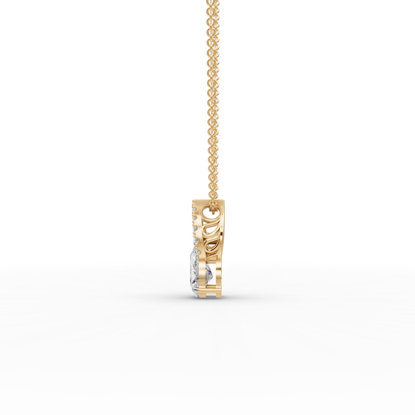 Radiant Ember Pear Lab-Grown Diamond Solitaire Pendant in yellow gold