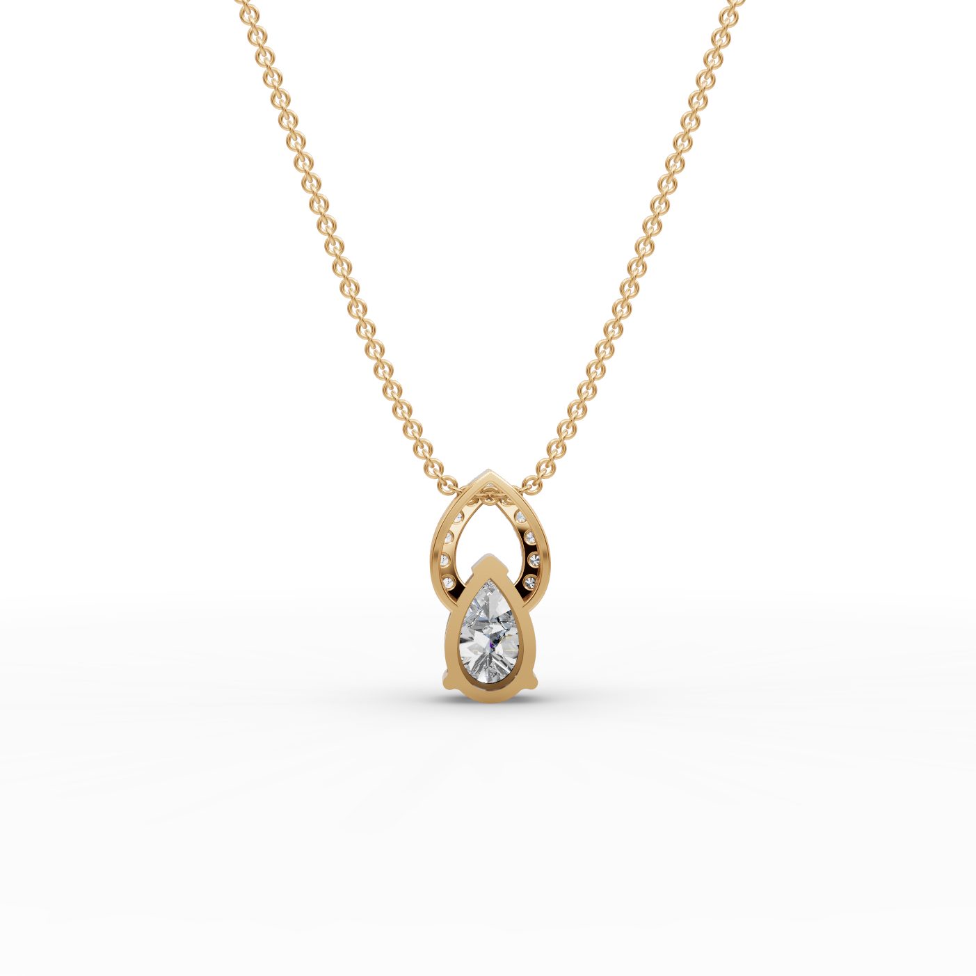 Radiant Ember Pear Lab-Grown Diamond Solitaire Pendant in yellow gold