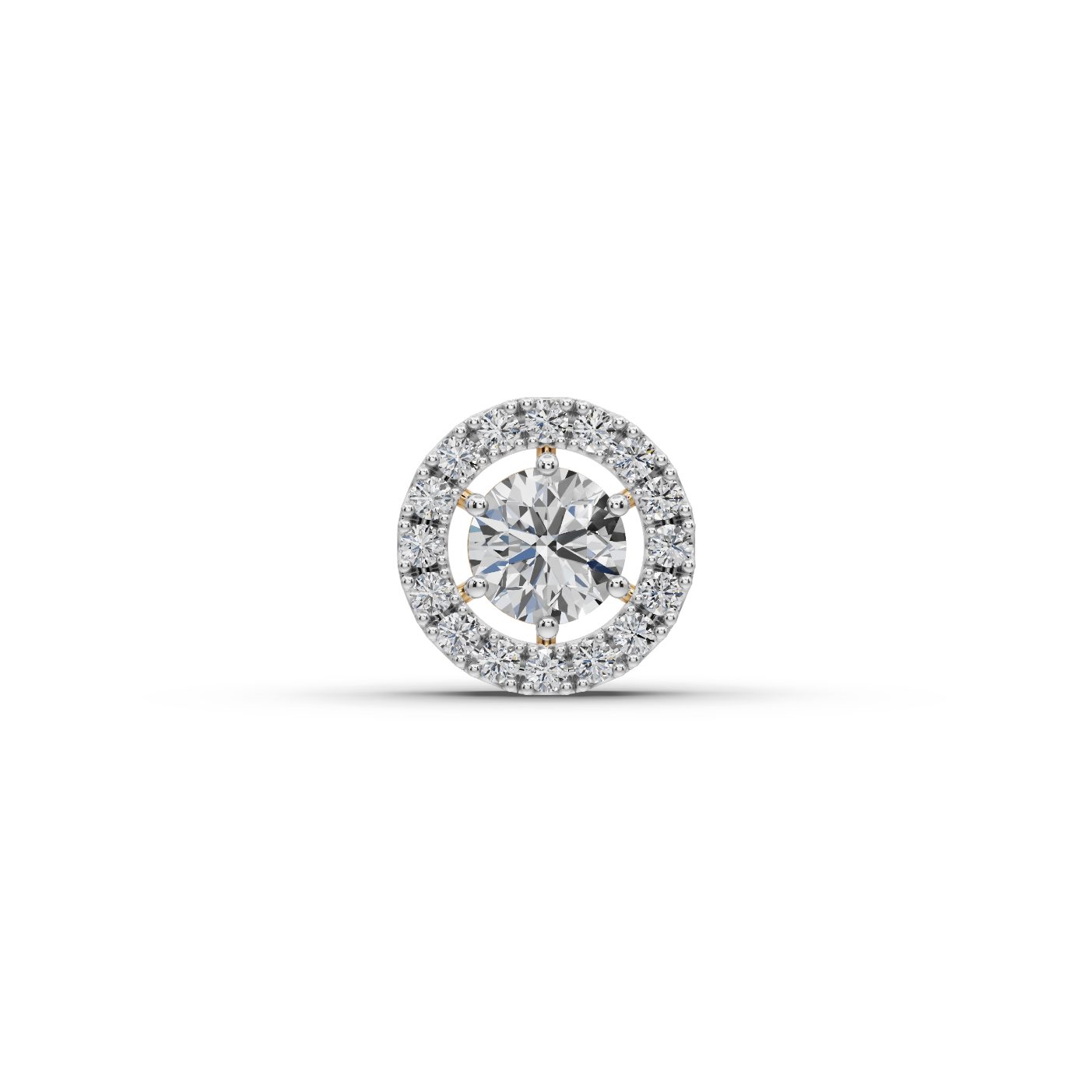 Opulent Sparkle Round Lab-Grown Diamond Halo Pendant in yellow gold, set with lab-grown diamonds
