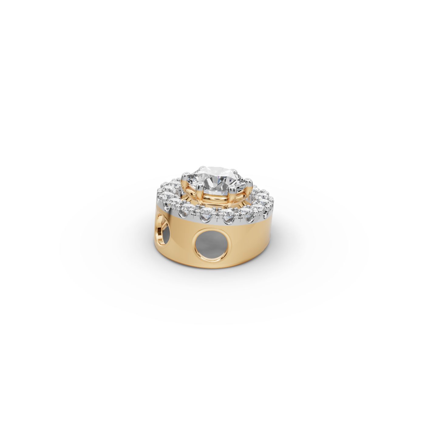 Opulent Sparkle Round Lab-Grown Diamond Halo Pendant in yellow gold