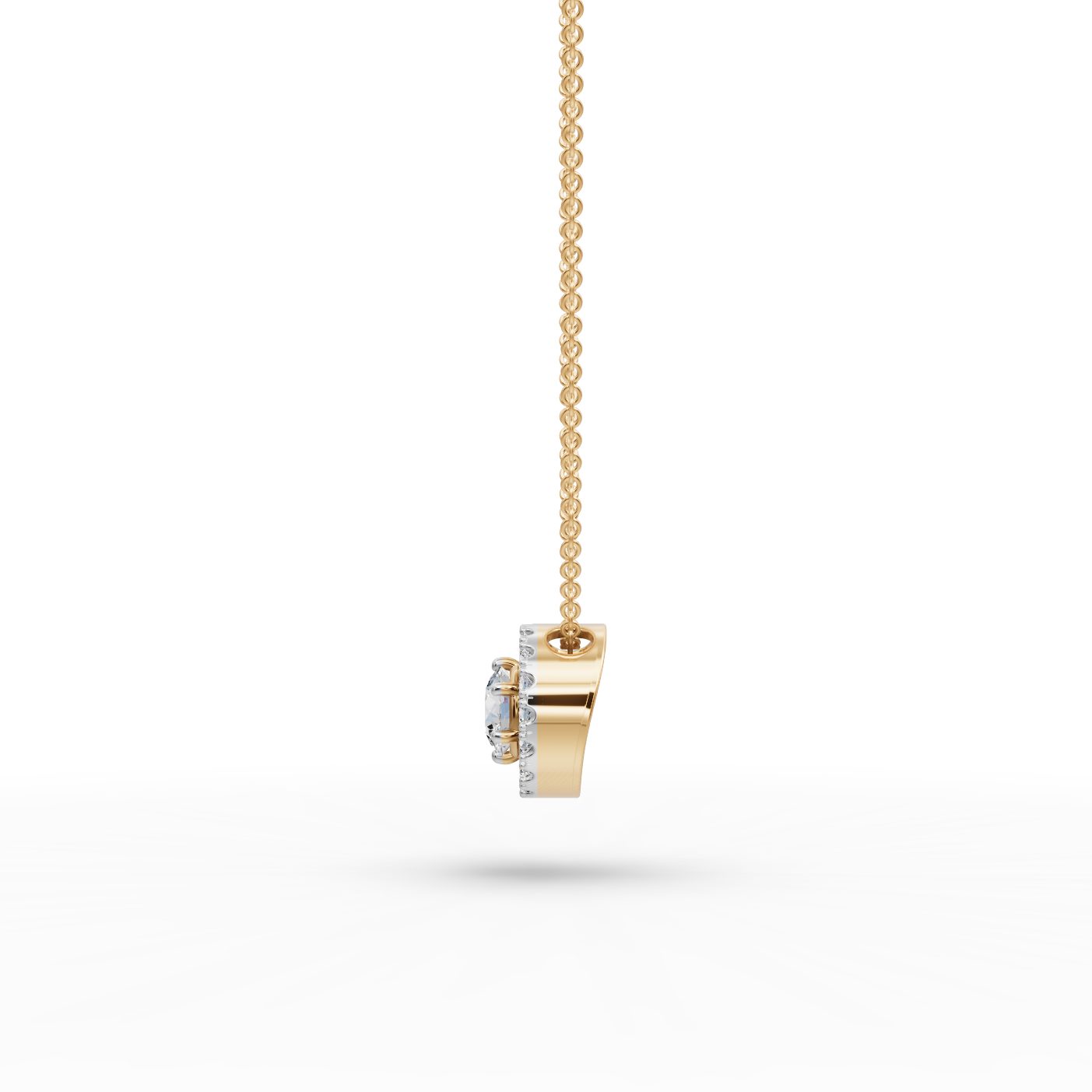 Opulent Sparkle Round Lab-Grown Diamond Halo Pendant in yellow gold