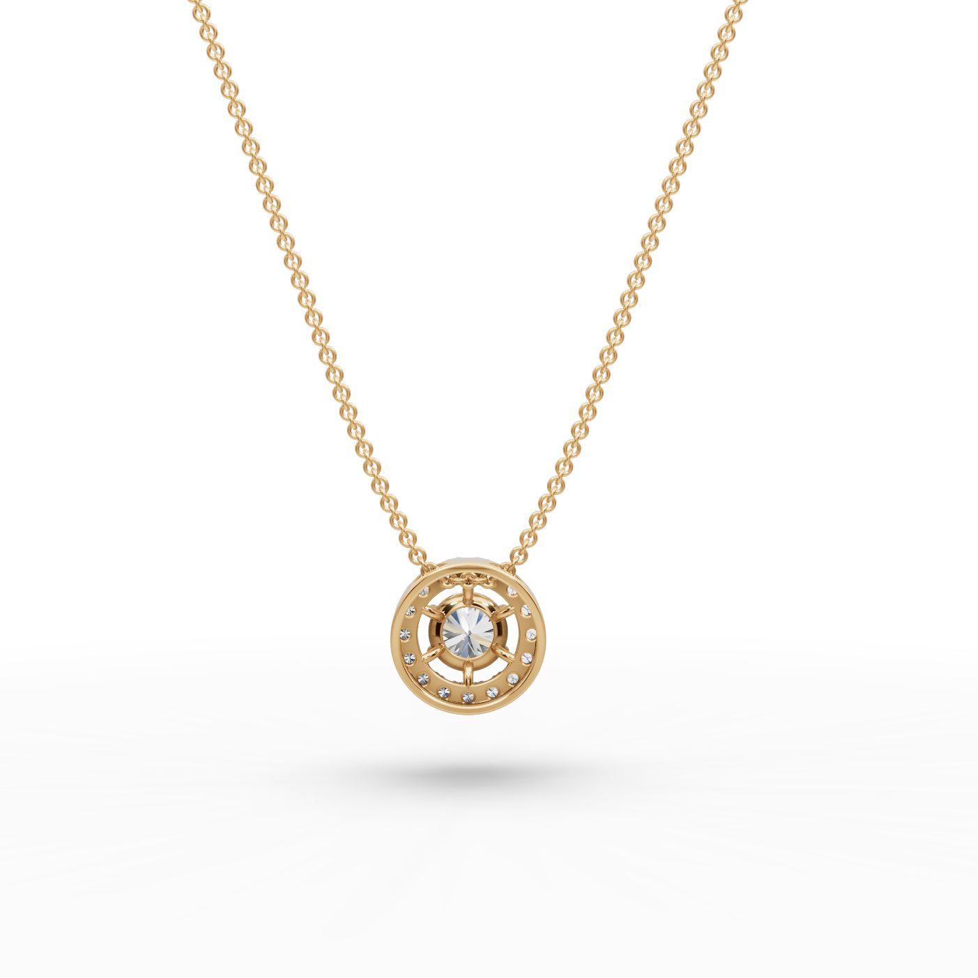 Opulent Sparkle Round Lab-Grown Diamond Halo Pendant in yellow gold