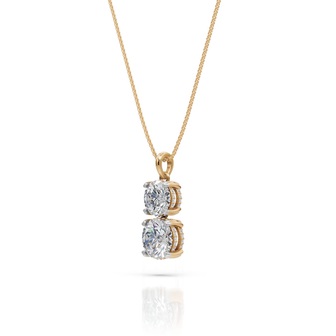 Royal Sparkle Round Lab-Grown Diamond Solitaire Pendant in yellow gold