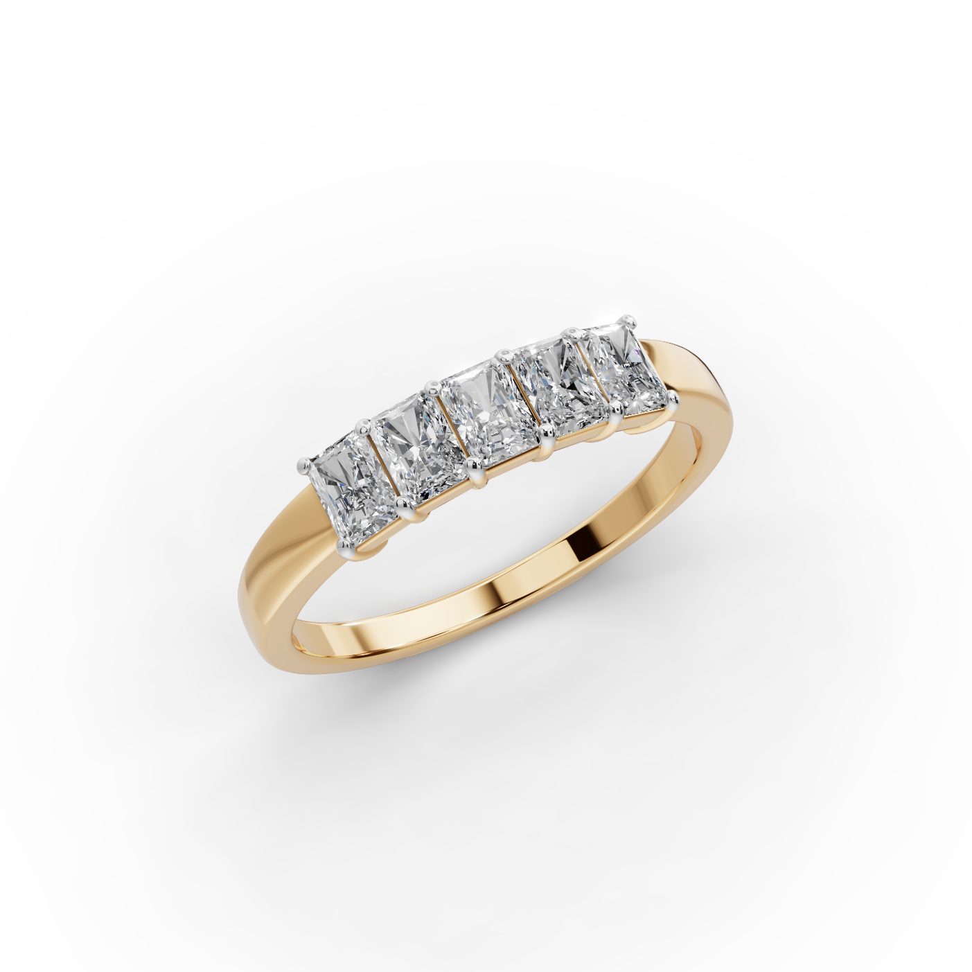 Opulent Light Radiant Lab-Grown Diamond Five Stone Ring in yellow gold