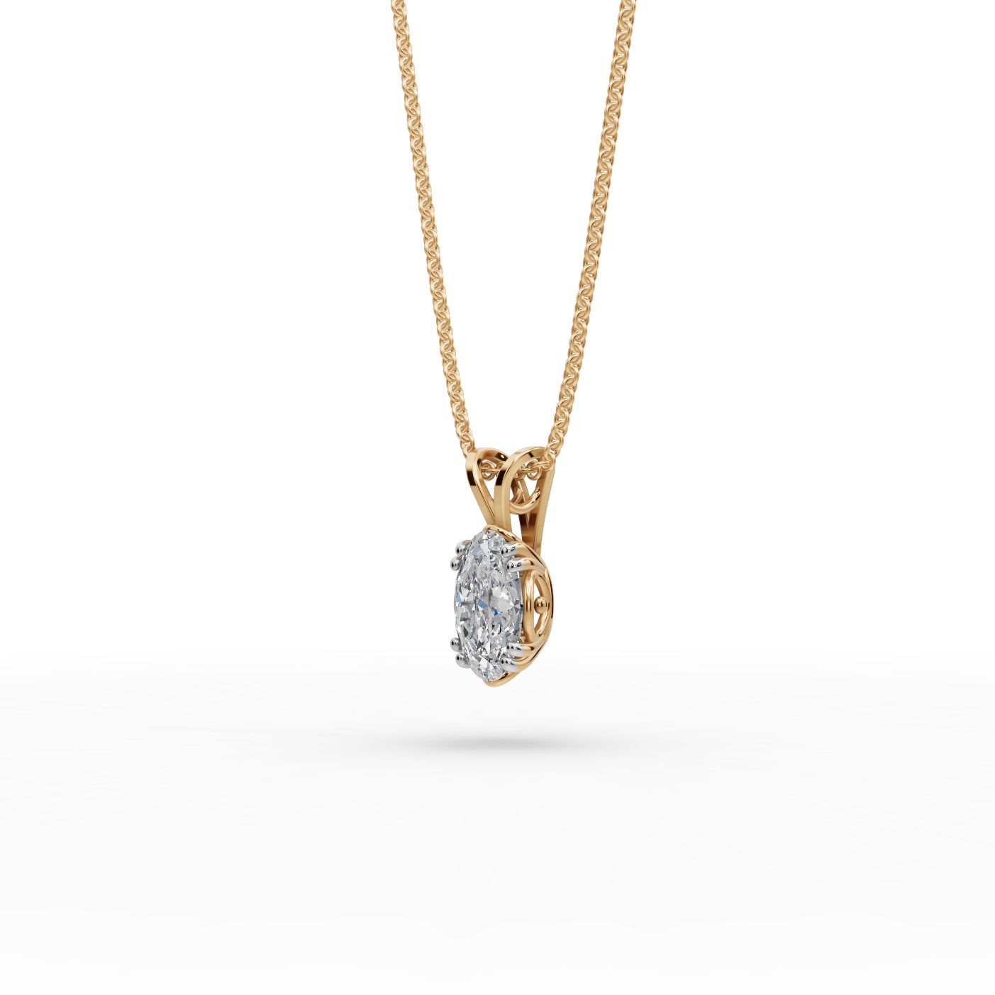 Royal Bloom Oval Lab-Grown Diamond Solitaire Pendant in yellow gold